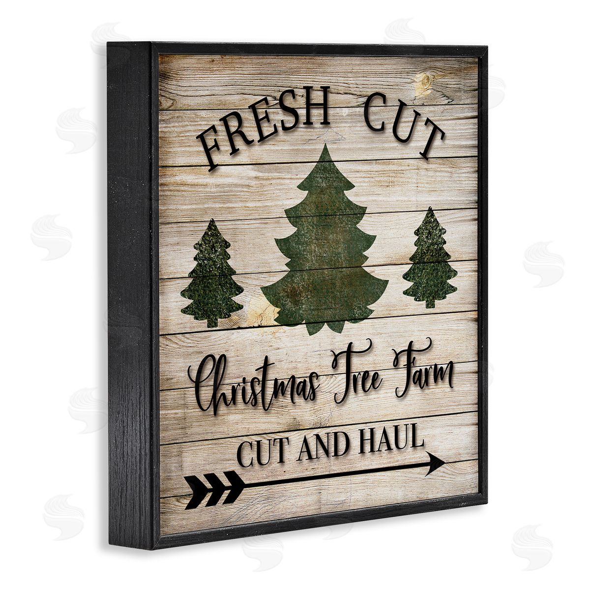 Rustic Fresh Cut Trees Sign Black Frame Print Wall Art, Home Decor by Ashley Burton