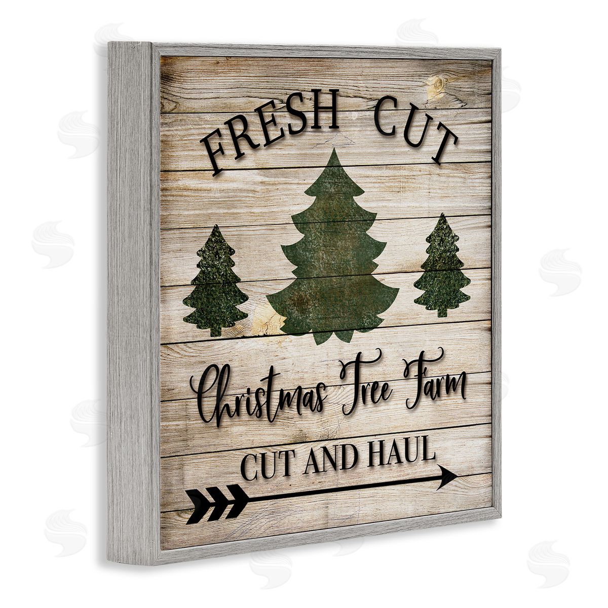 Rustic Fresh Cut Trees Sign Grey Frame Print Wall Art, Home Decor by Ashley Burton