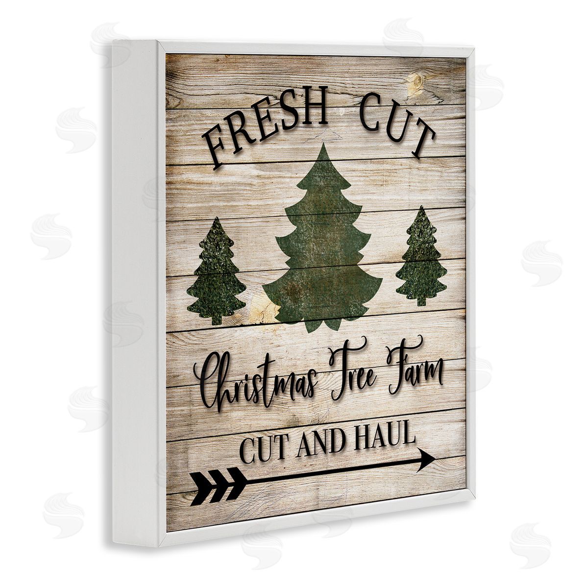 Rustic Fresh Cut Trees Sign White Frame Print Wall Art, Home Decor by Ashley Burton