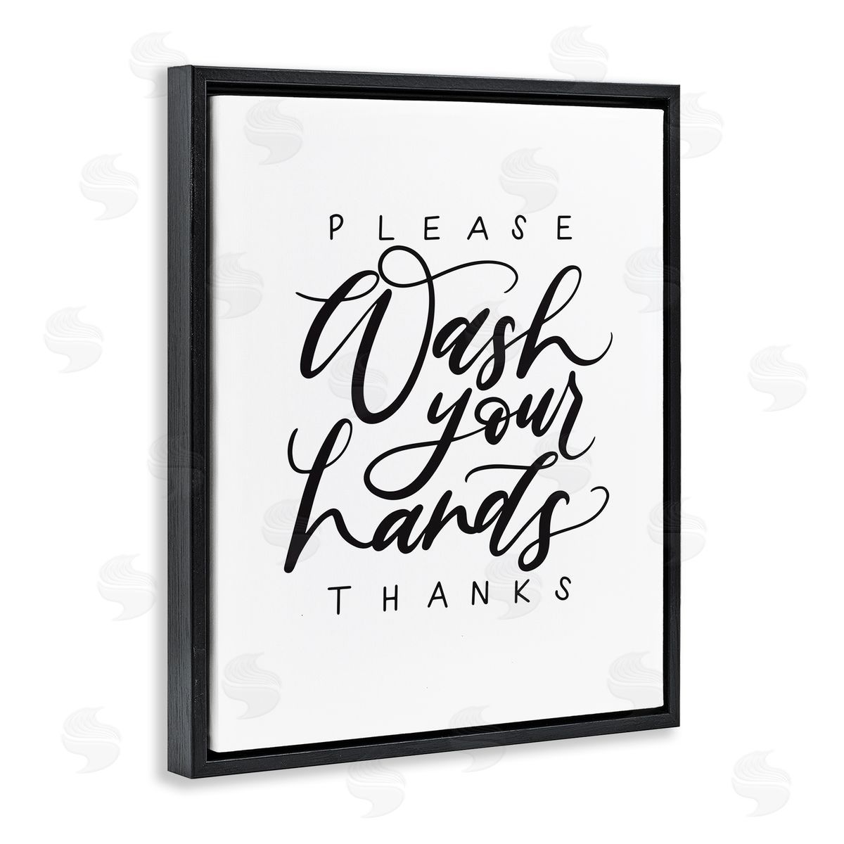 Please Wash Your Hands Black Floating Frame Canvas Wall Art, Home Decor by Amanda Houston