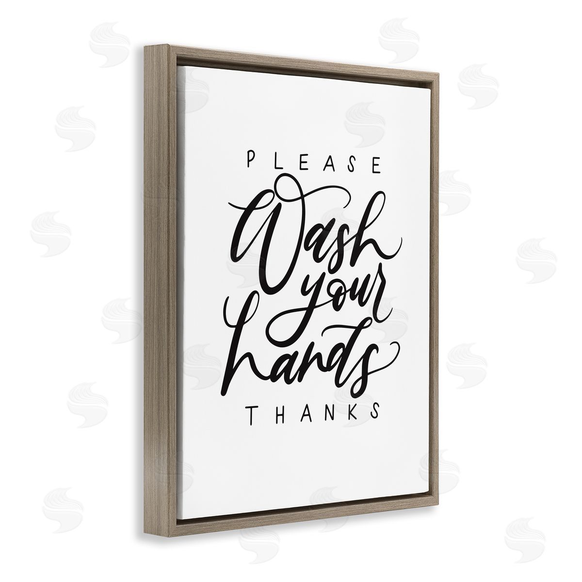 Please Wash Your Hands Brown Floating Frame Canvas Wall Art, Home Decor by Amanda Houston