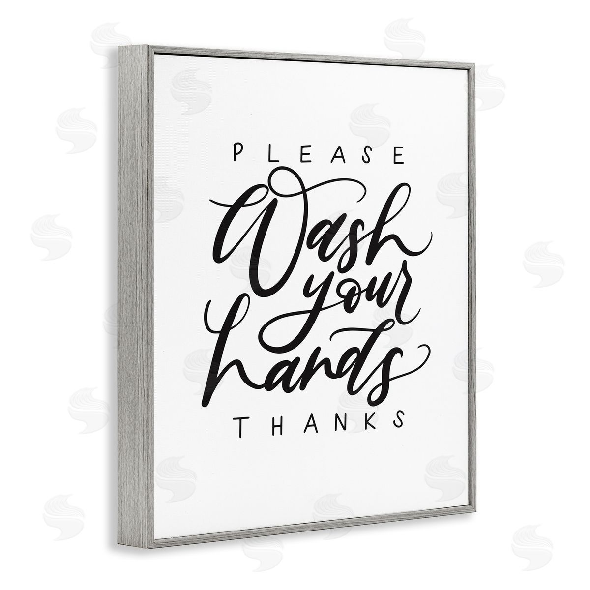Please Wash Your Hands Grey Frame Print Wall Art, Home Decor by Amanda Houston