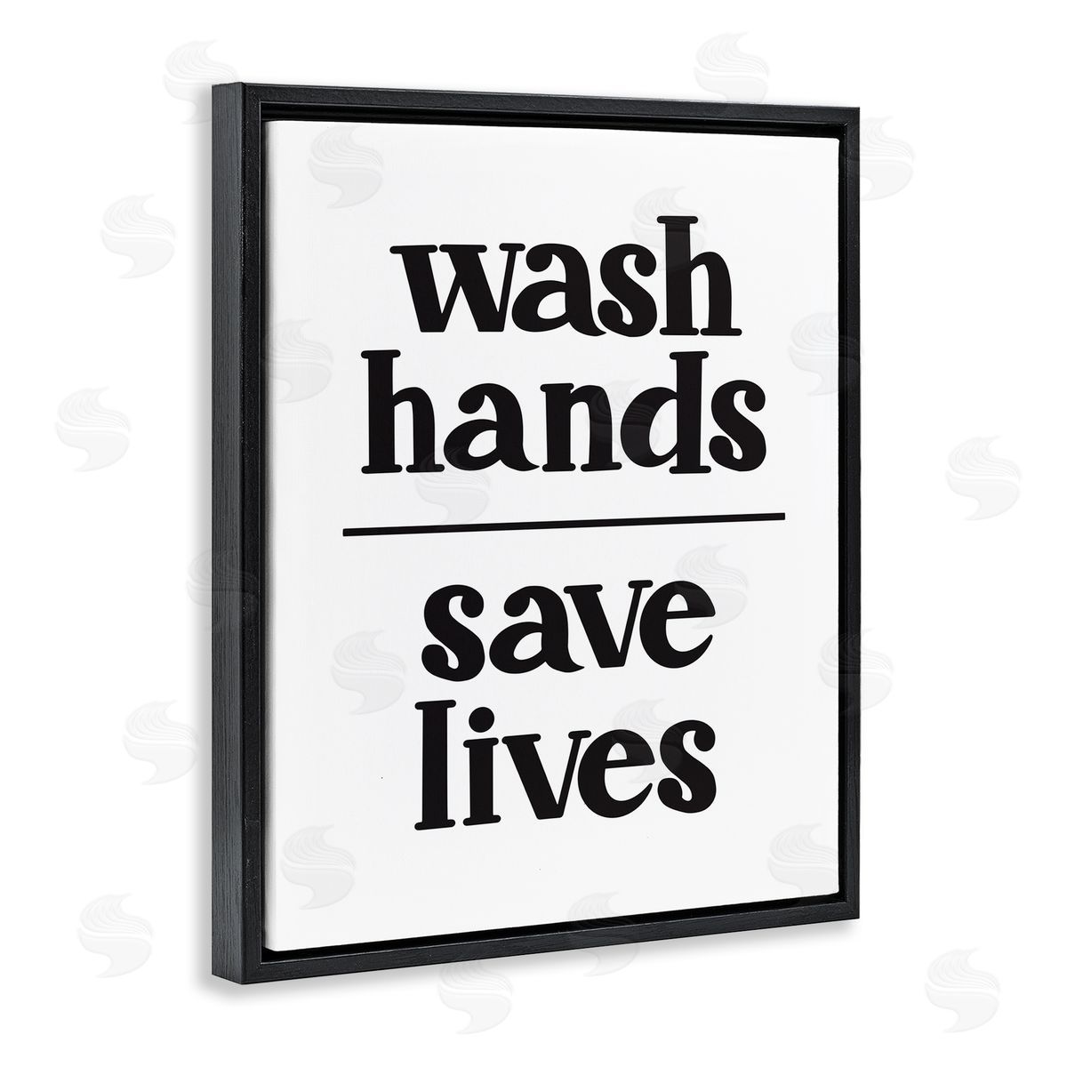 Wash Hands Save Lives Black Floating Frame Canvas Wall Art, Home Decor by Amanda Houston