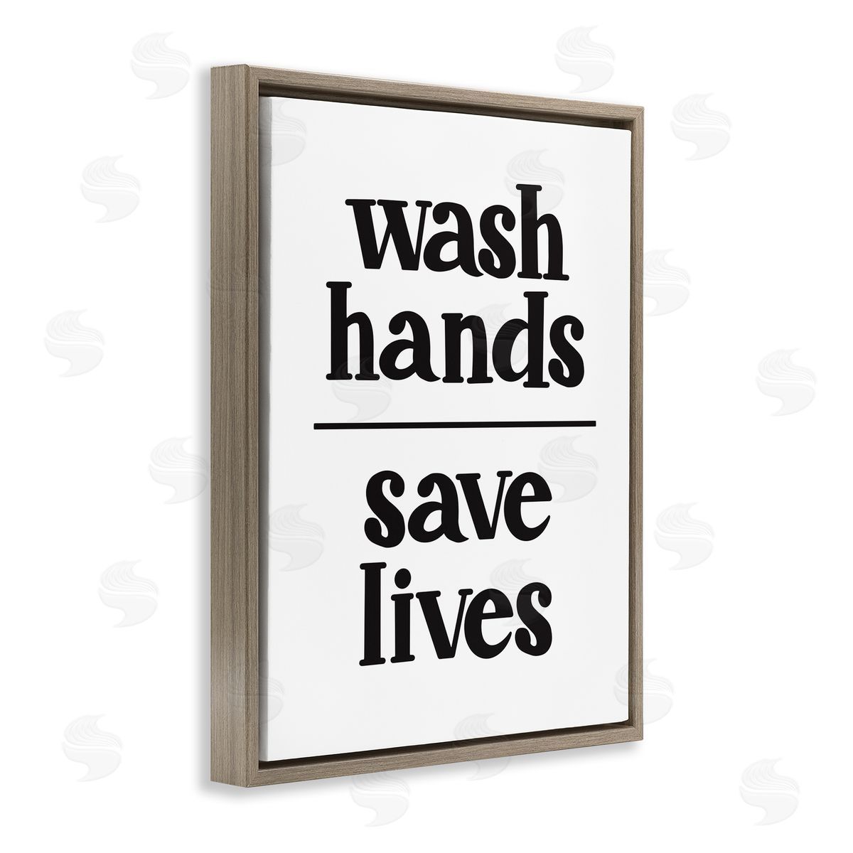 Wash Hands Save Lives Brown Floating Frame Canvas Wall Art, Home Decor by Amanda Houston