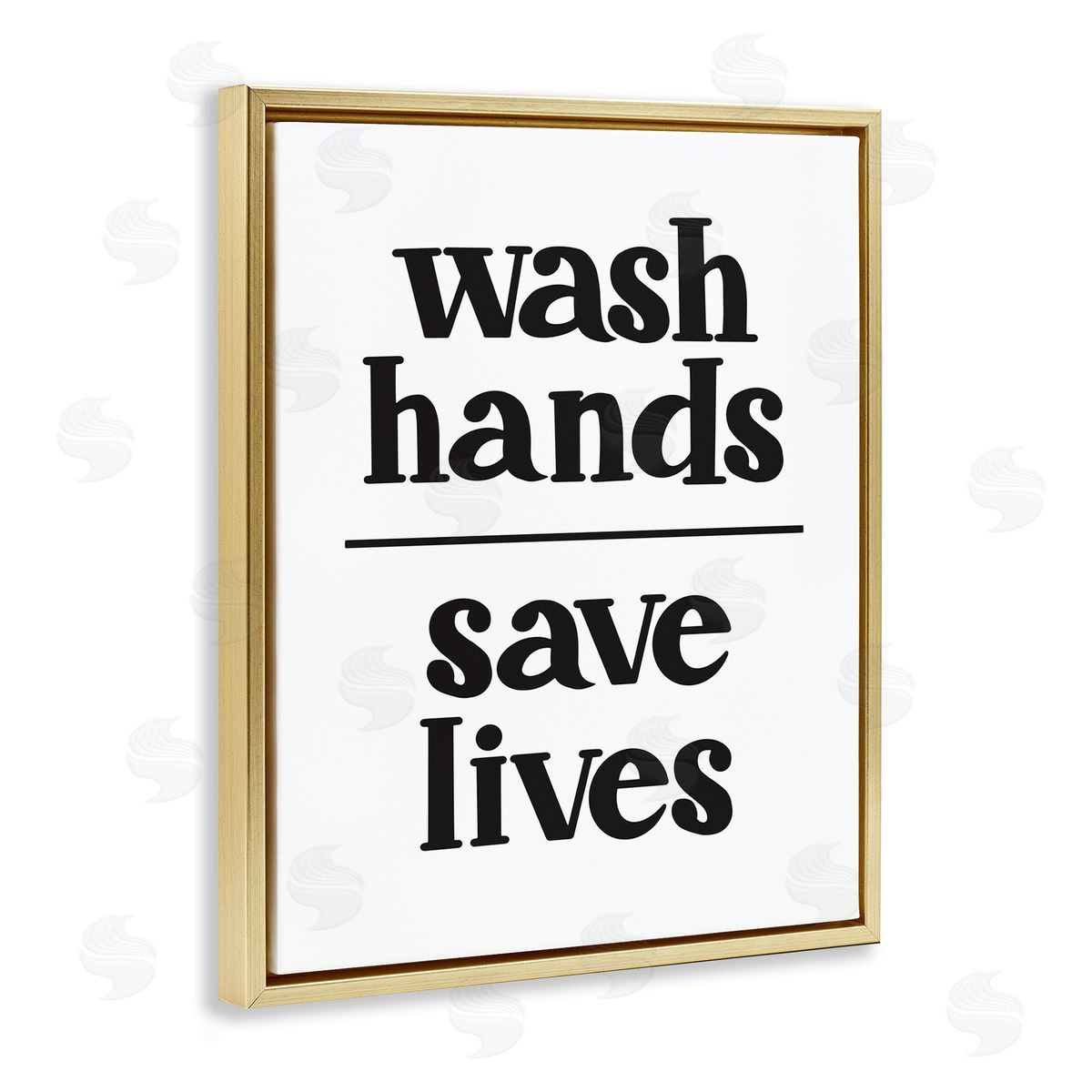 Wash Hands Save Lives Gold Floating Frame Canvas Wall Art, Home Decor by Amanda Houston