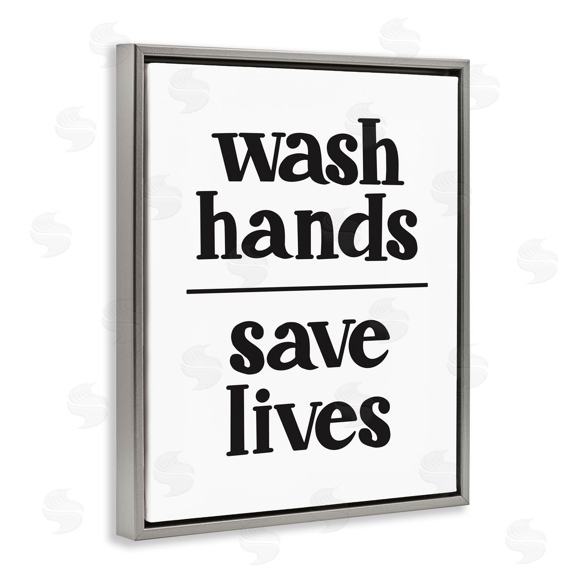 Wash Hands Save Lives Grey Floating Frame Canvas Wall Art, Home Decor by Amanda Houston