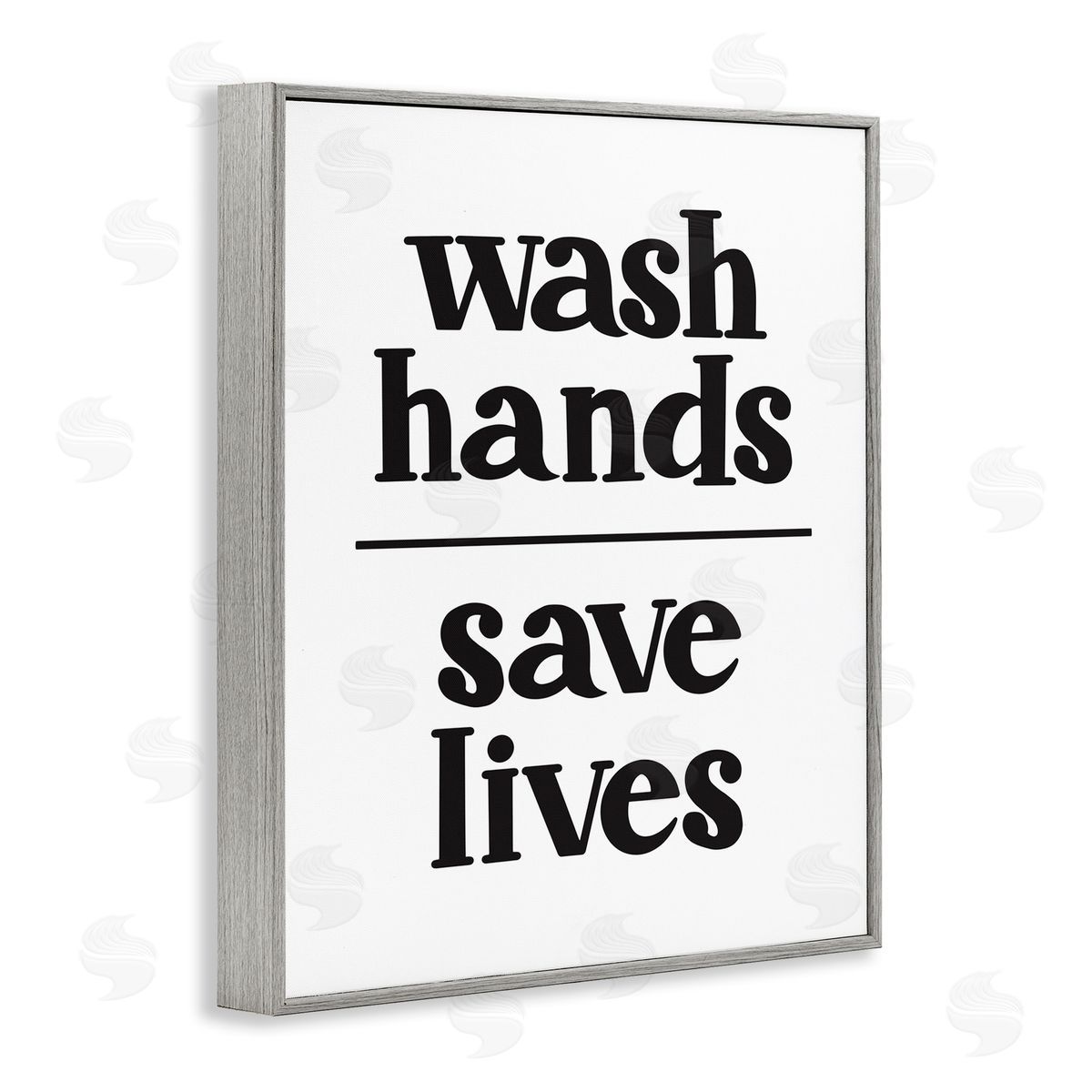 Wash Hands Save Lives Grey Frame Print Wall Art, Home Decor by Amanda Houston
