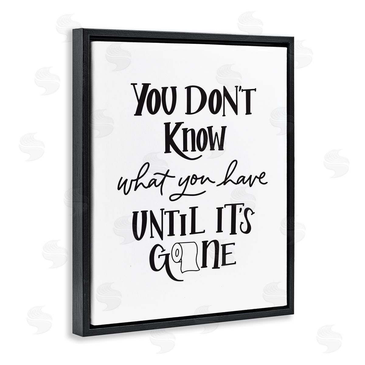 Until It's Gone Toilet Paper Black Floating Frame Canvas Wall Art, Home Decor by Amanda Houston