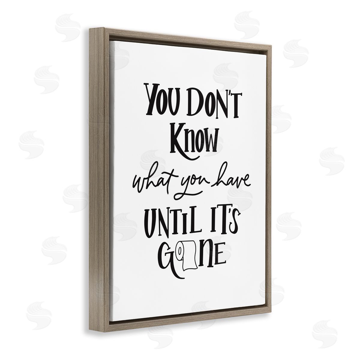 Until It's Gone Toilet Paper Brown Floating Frame Canvas Wall Art, Home Decor by Amanda Houston