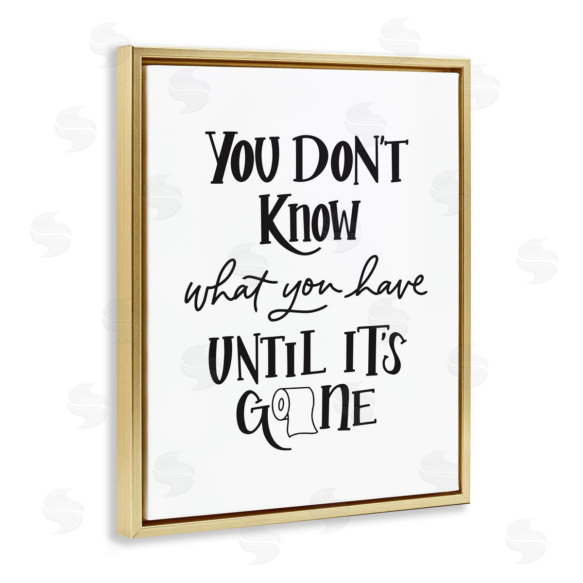Until It's Gone Toilet Paper Gold Floating Frame Canvas Wall Art, Home Decor by Amanda Houston