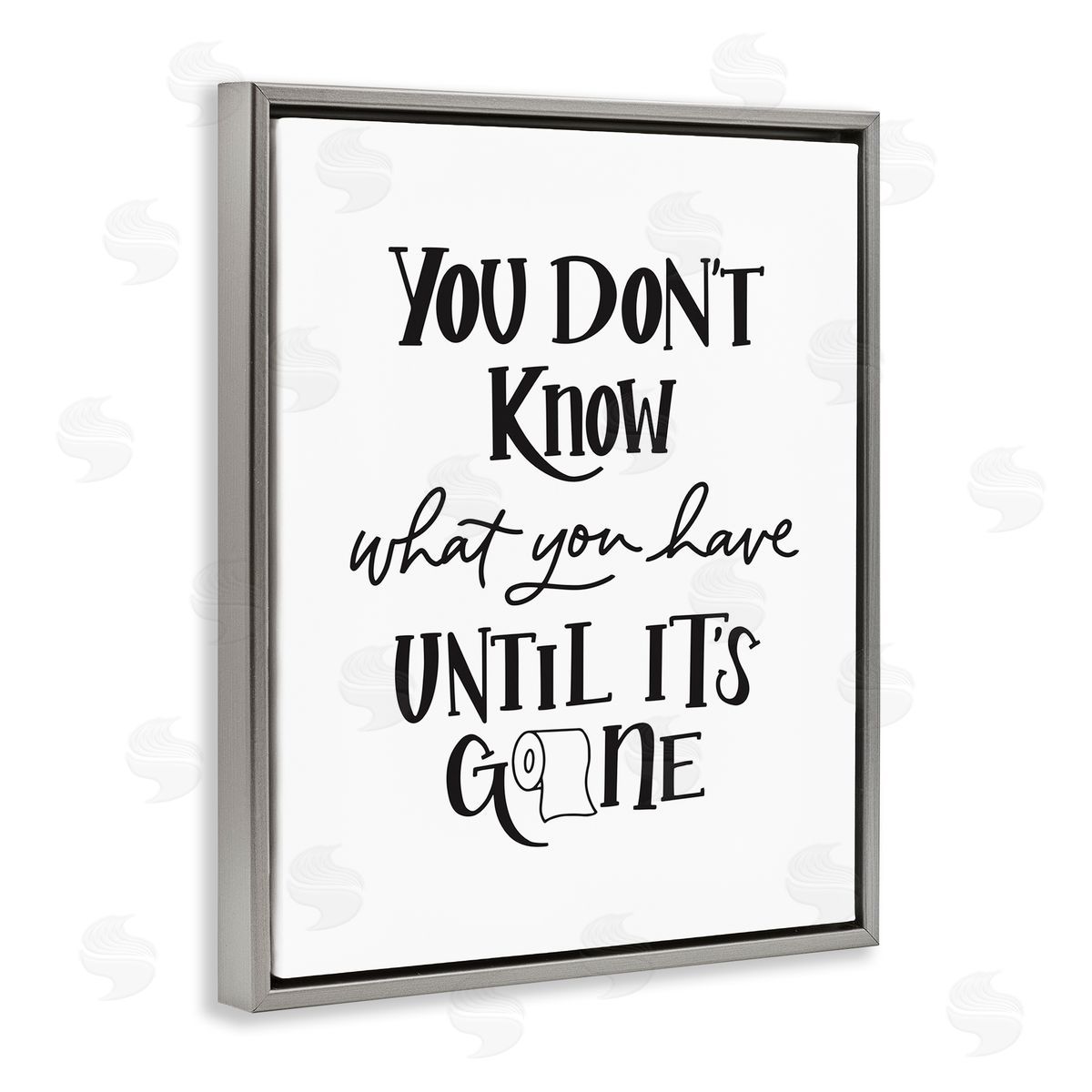 Until It's Gone Toilet Paper Grey Floating Frame Canvas Wall Art, Home Decor by Amanda Houston