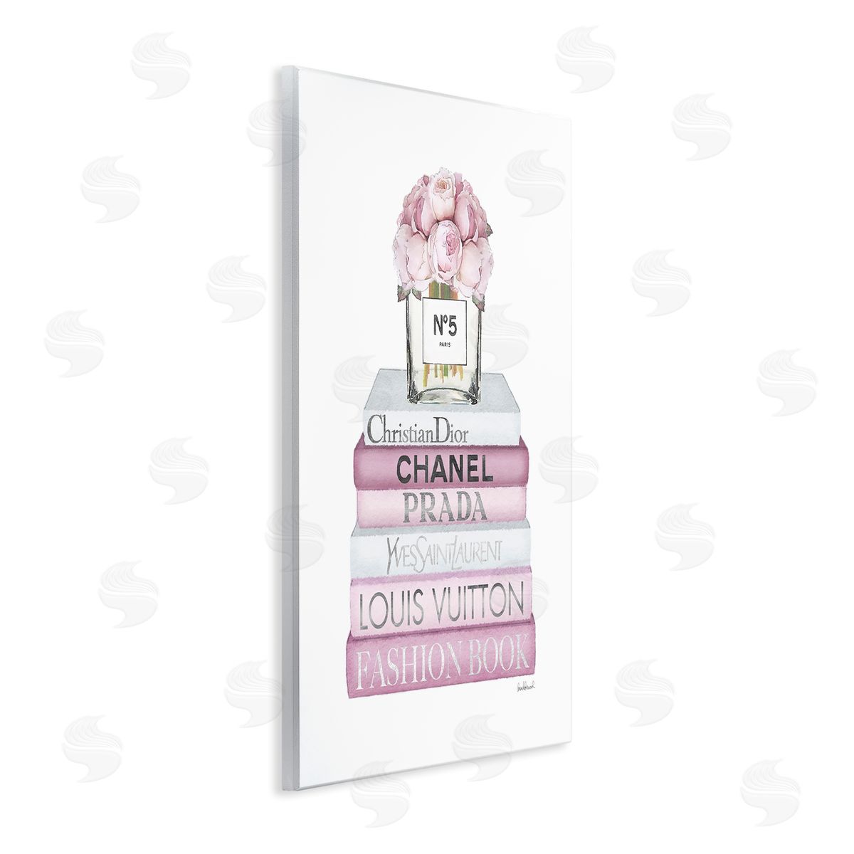 Soft Pink Rose Bookstack Wood Plaque Wall Art, Home Decor by Amanda Greenwood