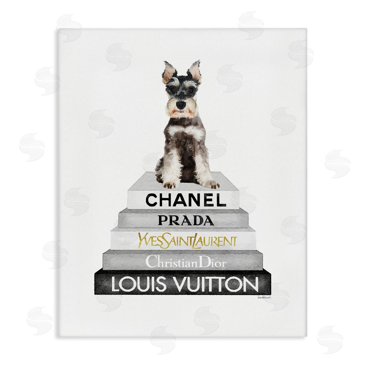 Scottish Dog Grey Fashion Books Canvas Wall Art, Home Decor by Amanda Greenwood