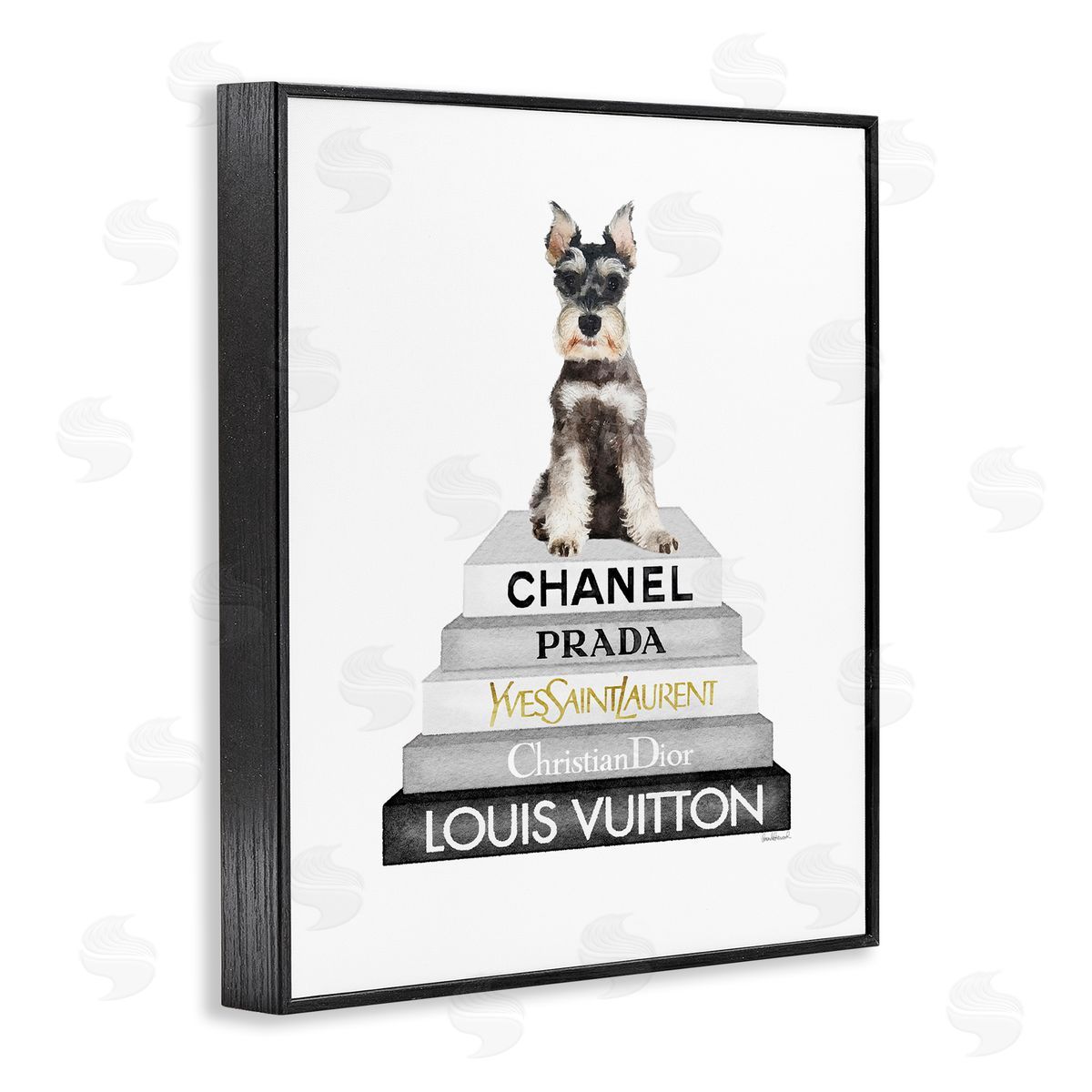 Scottish Dog Grey Fashion Books Black Frame Print Wall Art, Home Decor by Amanda Greenwood