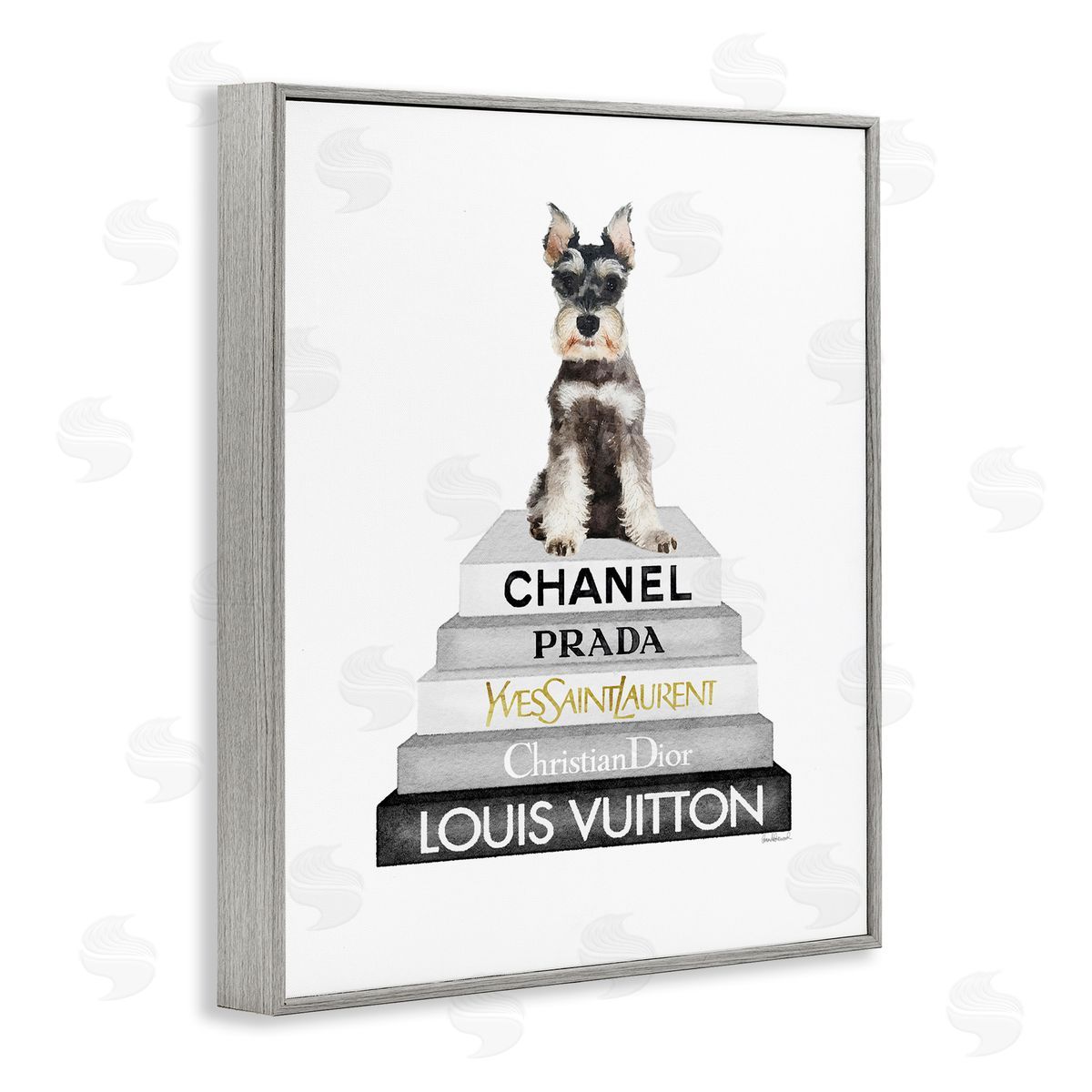 Scottish Dog Grey Fashion Books Grey Frame Print Wall Art, Home Decor by Amanda Greenwood