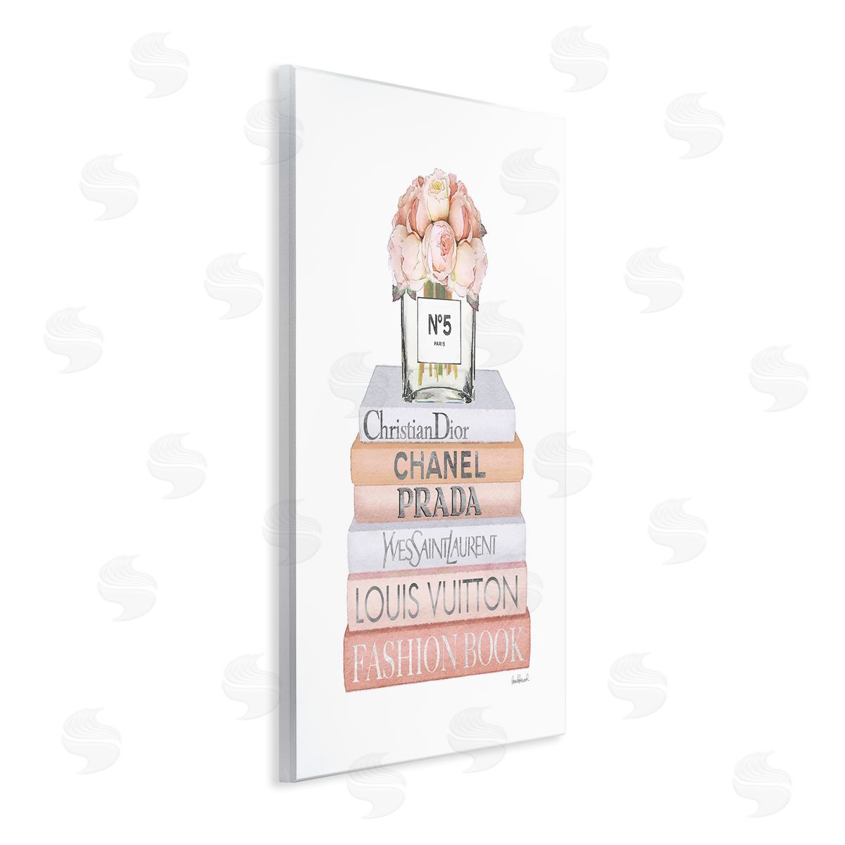 Delicate Pink Roses on Books Wood Plaque Wall Art, Home Decor by Amanda Greenwood