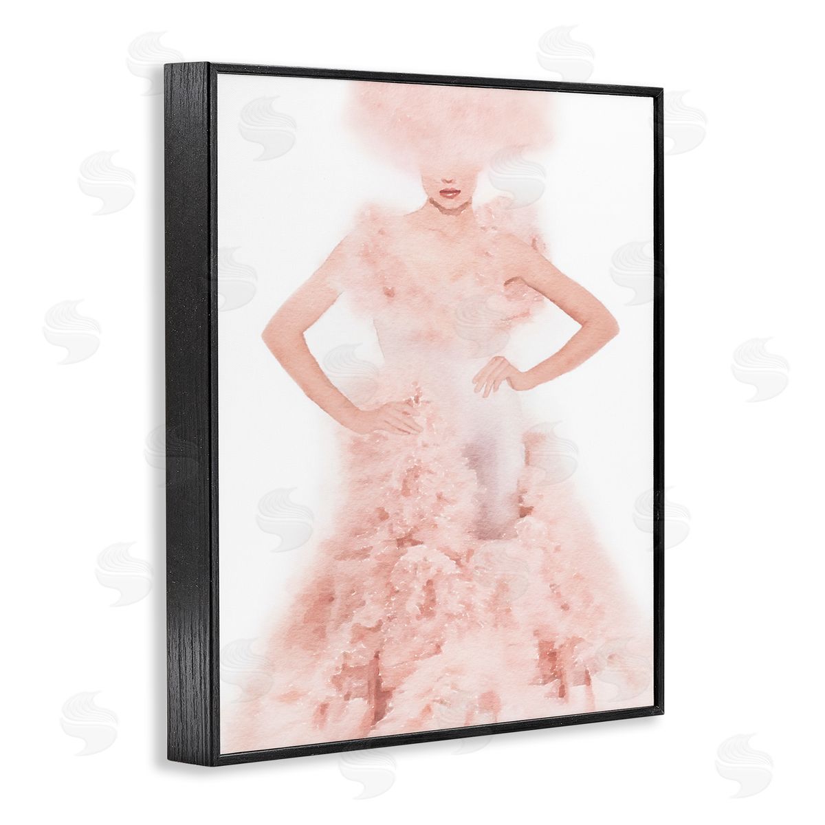 Pink Dress Fashion Illustration Black Frame Print Wall Art, Home Decor by Amanda Greenwood