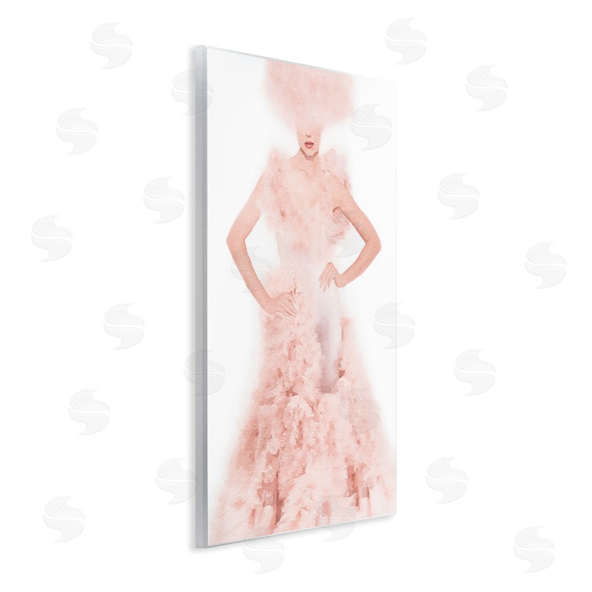 Pink Dress Fashion Illustration Wood Plaque Wall Art, Home Decor by Amanda Greenwood