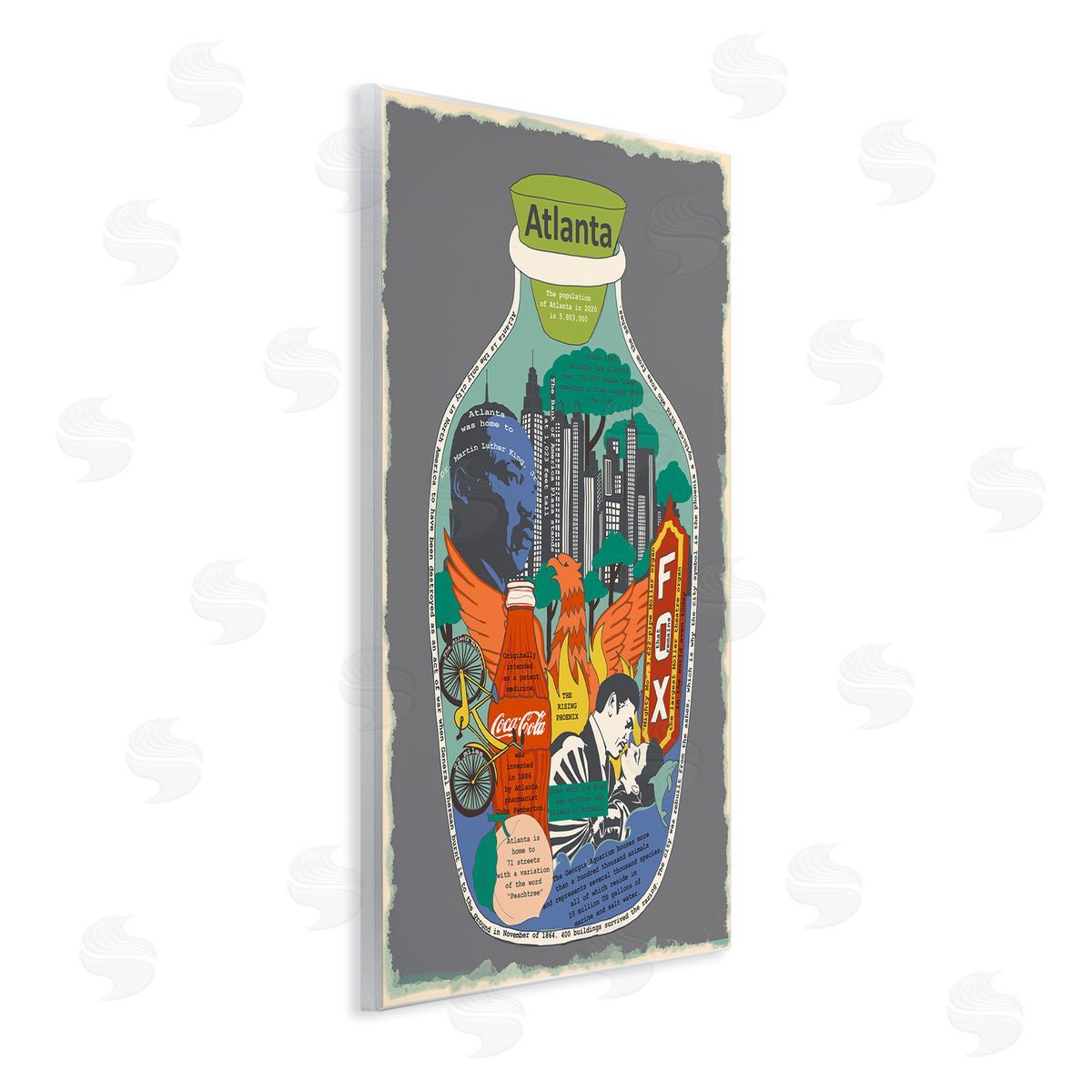 Atlanta Georgia in Vintage Jar Wood Plaque Wall Art, Home Decor by Sangita Bachelet