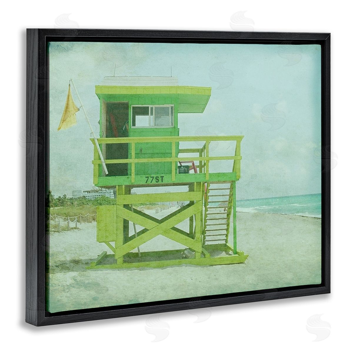 Retro Lifeguard Stand Photography Black Floating Frame Canvas Wall Art, Home Decor by Ashley Calhoun