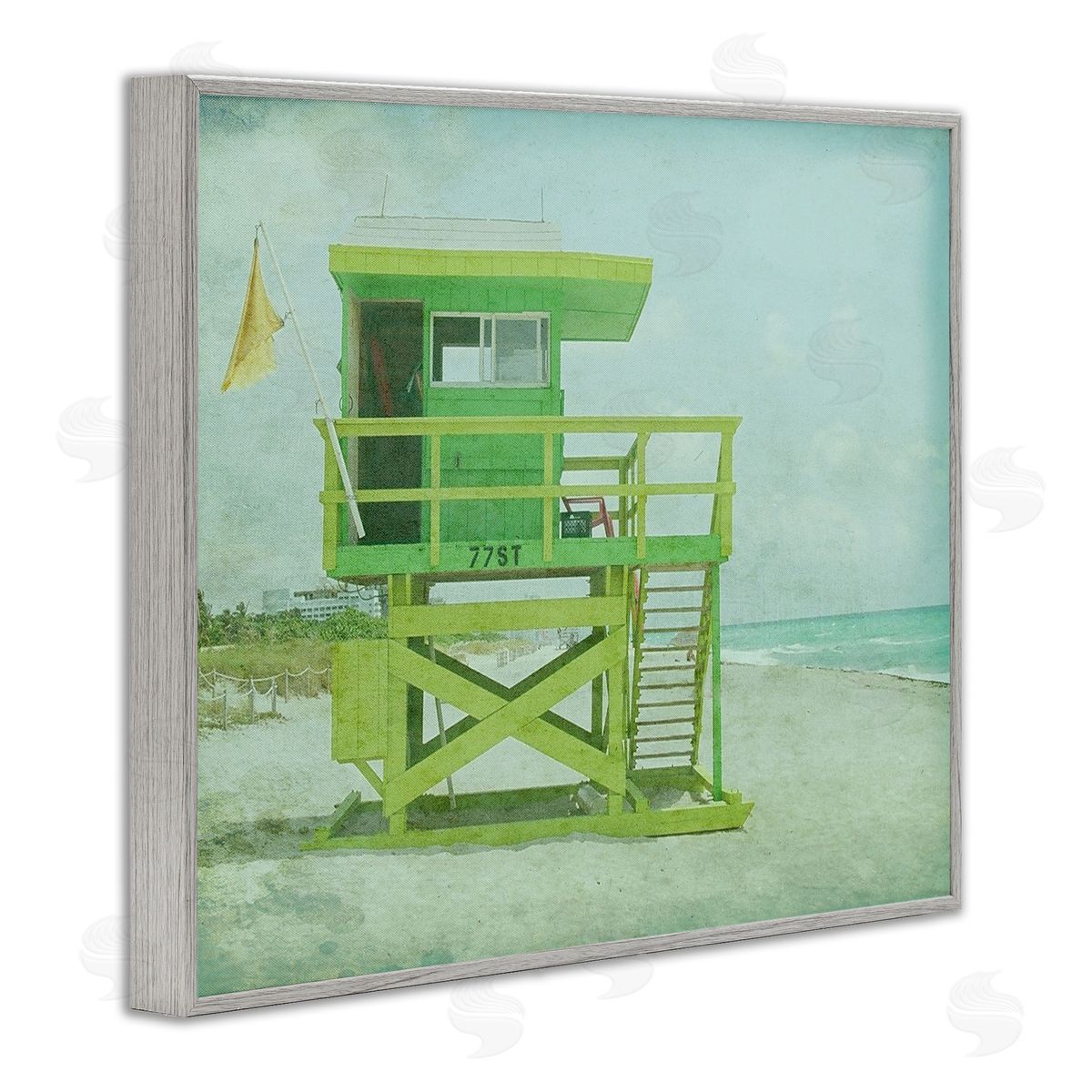 Retro Lifeguard Stand Photography Grey Frame Print Wall Art, Home Decor by Ashley Calhoun