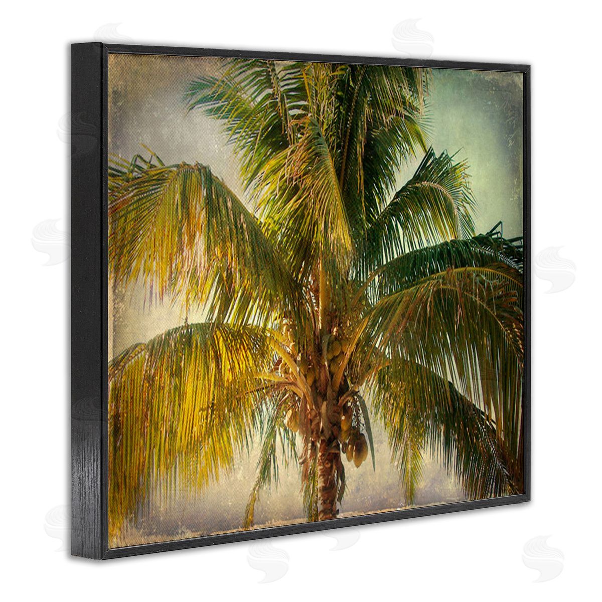Tropical Summer Palm Tree Black Frame Print Wall Art, Home Decor by Ashley Calhoun