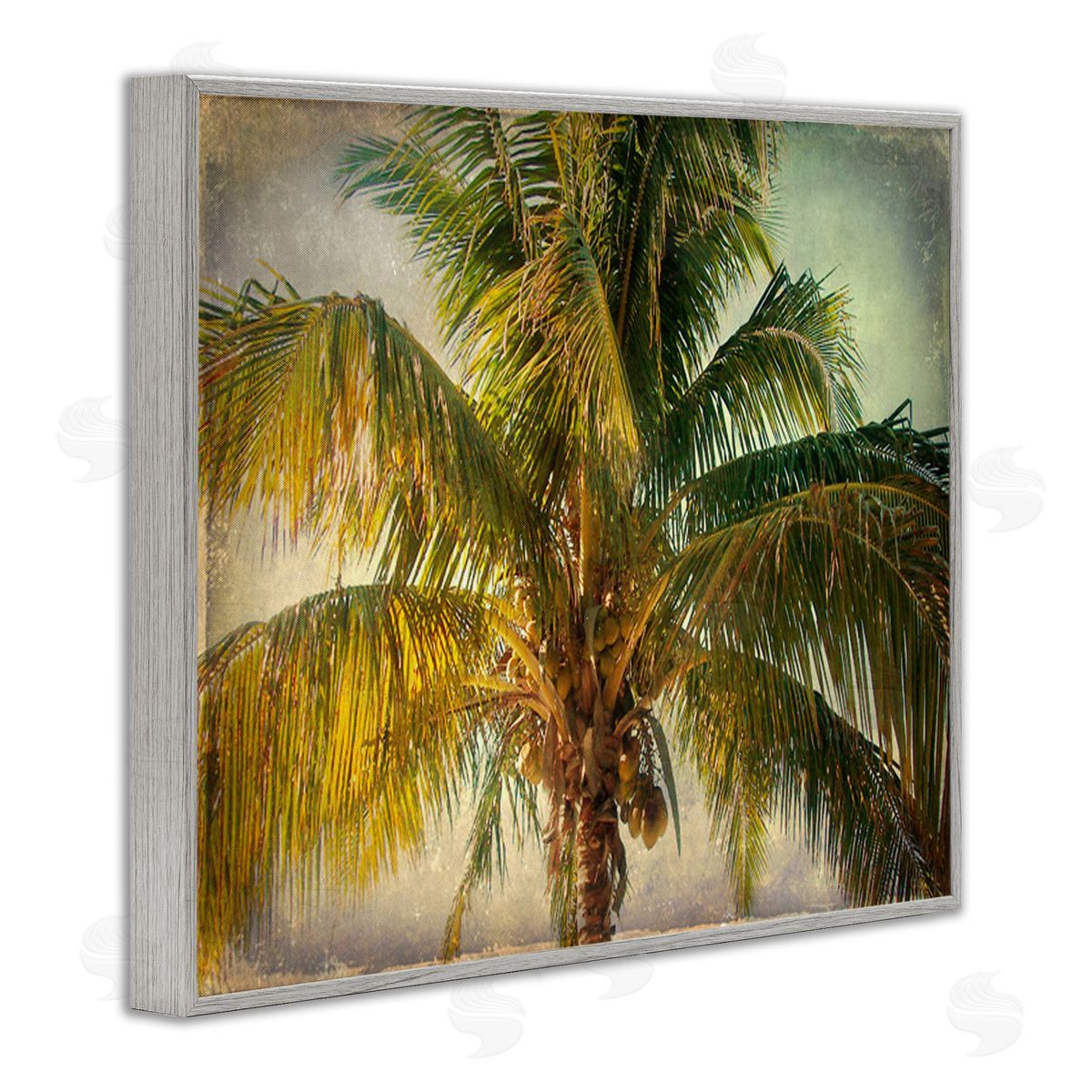 Tropical Summer Palm Tree Grey Frame Print Wall Art, Home Decor by Ashley Calhoun