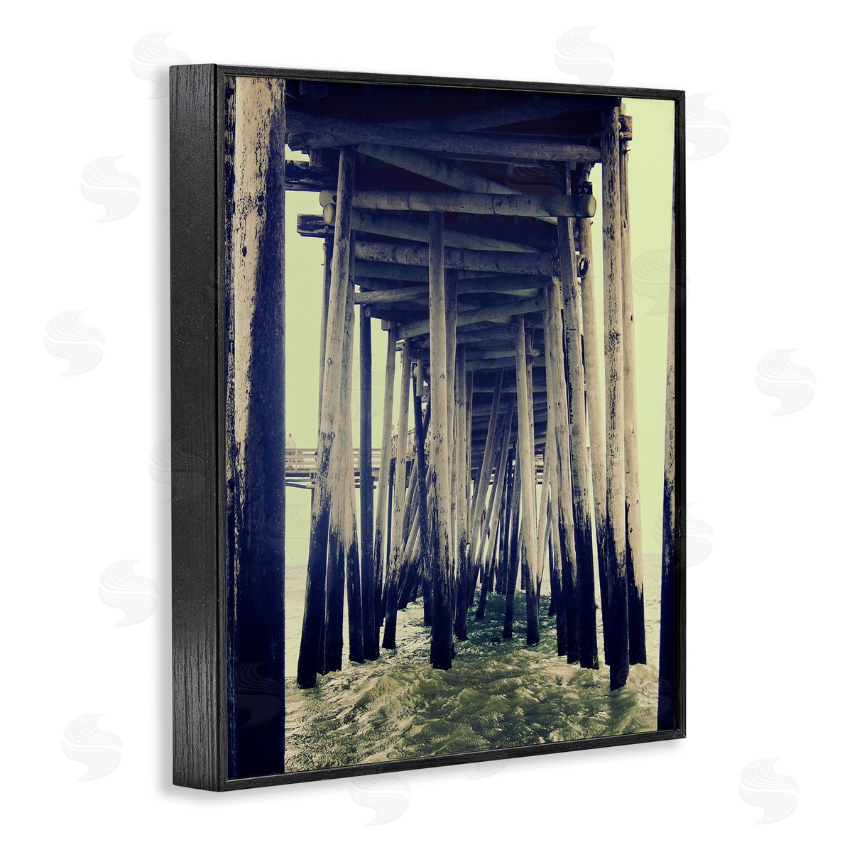 Coast under Distressed Wharf Black Frame Print Wall Art, Home Decor by Ashley Calhoun