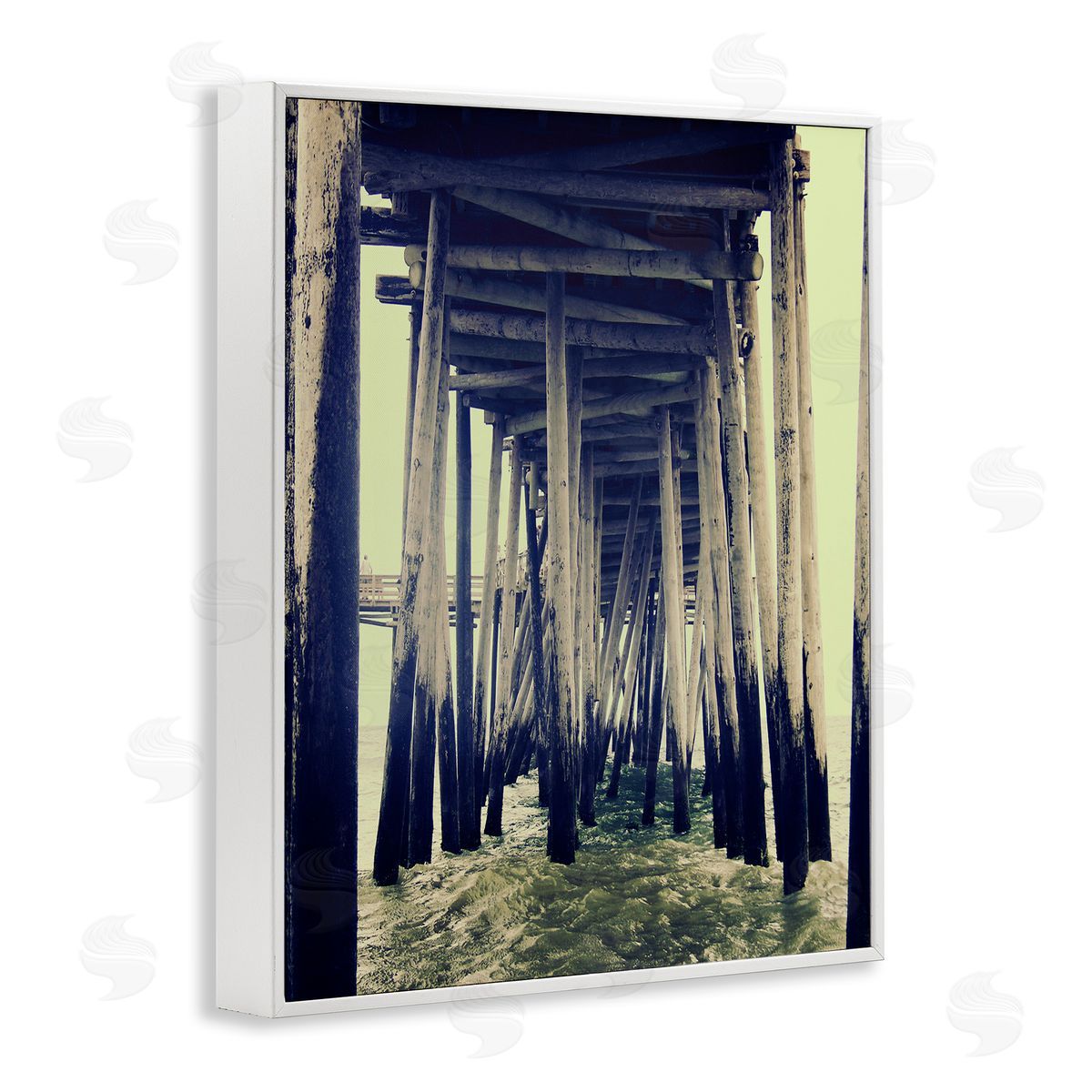 Coast under Distressed Wharf White Frame Print Wall Art, Home Decor by Ashley Calhoun