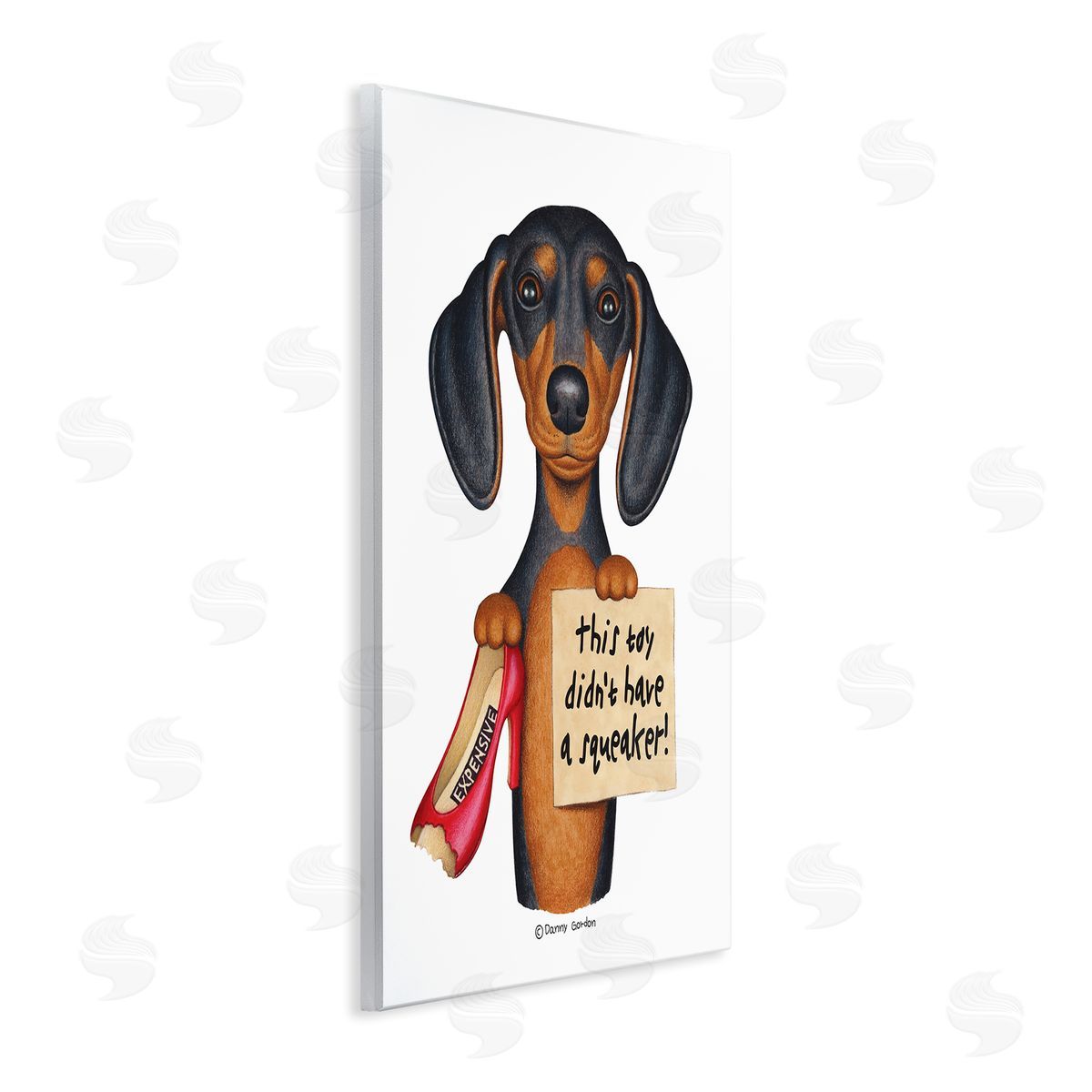 Dachshund Chewed Shoe Joke Wood Plaque Wall Art, Home Decor by Danny Gordan