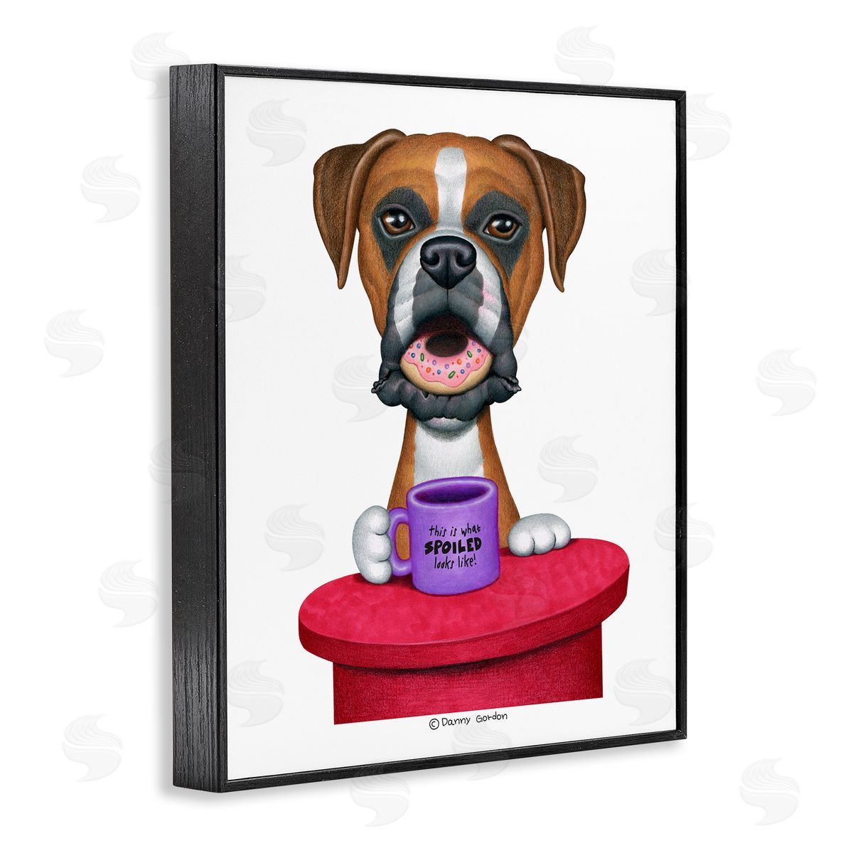 Spoiled Boxer Dog with Quote Black Frame Print Wall Art, Home Decor by Danny Gordan