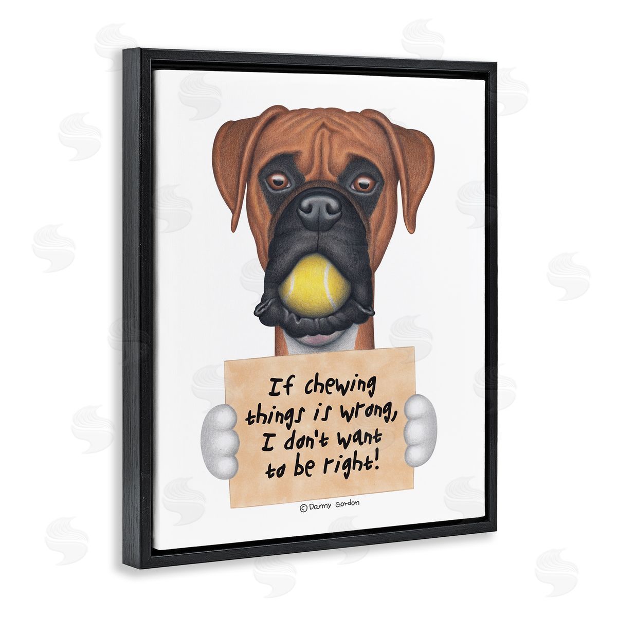 If Chewing is Wrong Pet Dog Black Floating Frame Canvas Wall Art, Home Decor by Danny Gordan