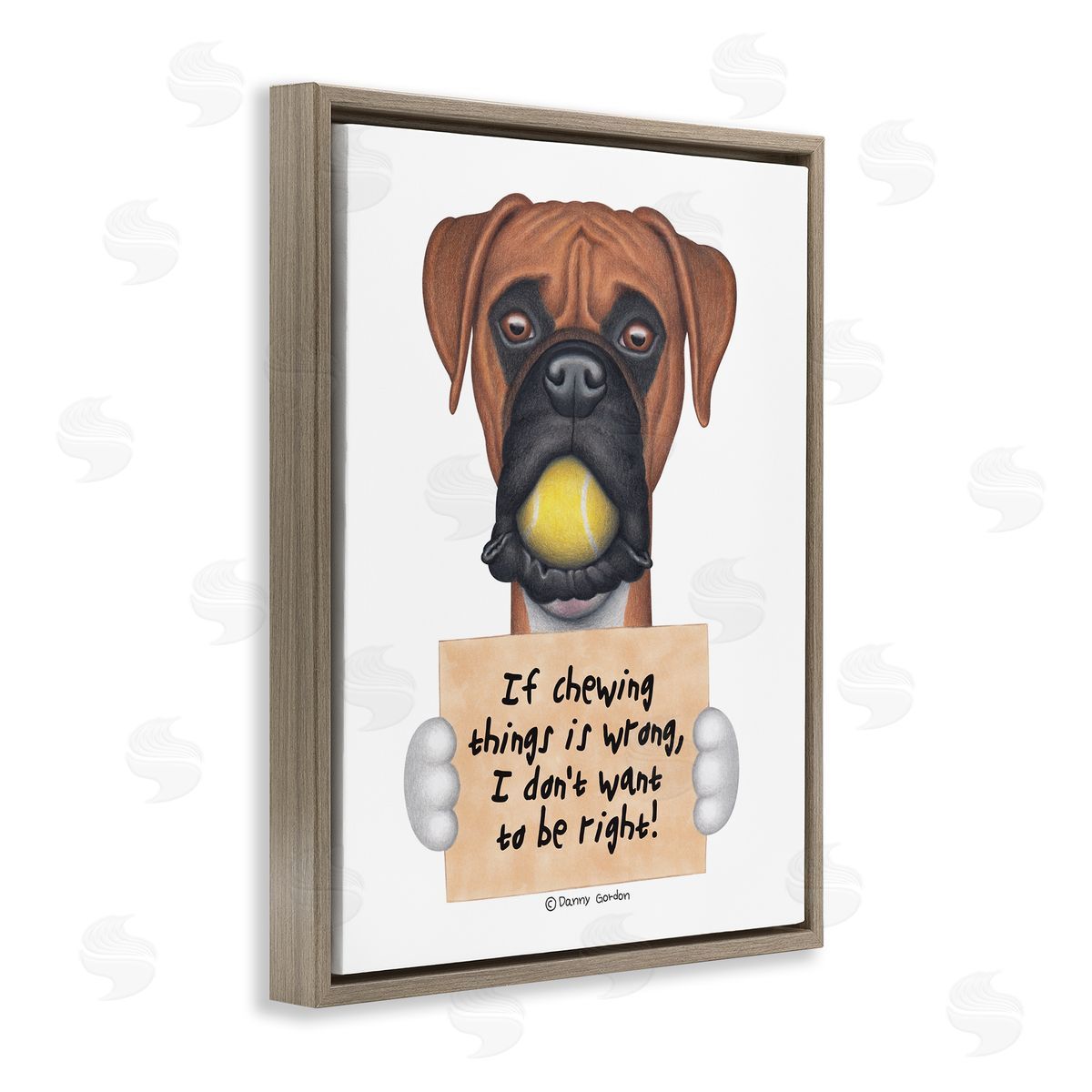 If Chewing is Wrong Pet Dog Brown Floating Frame Canvas Wall Art, Home Decor by Danny Gordan