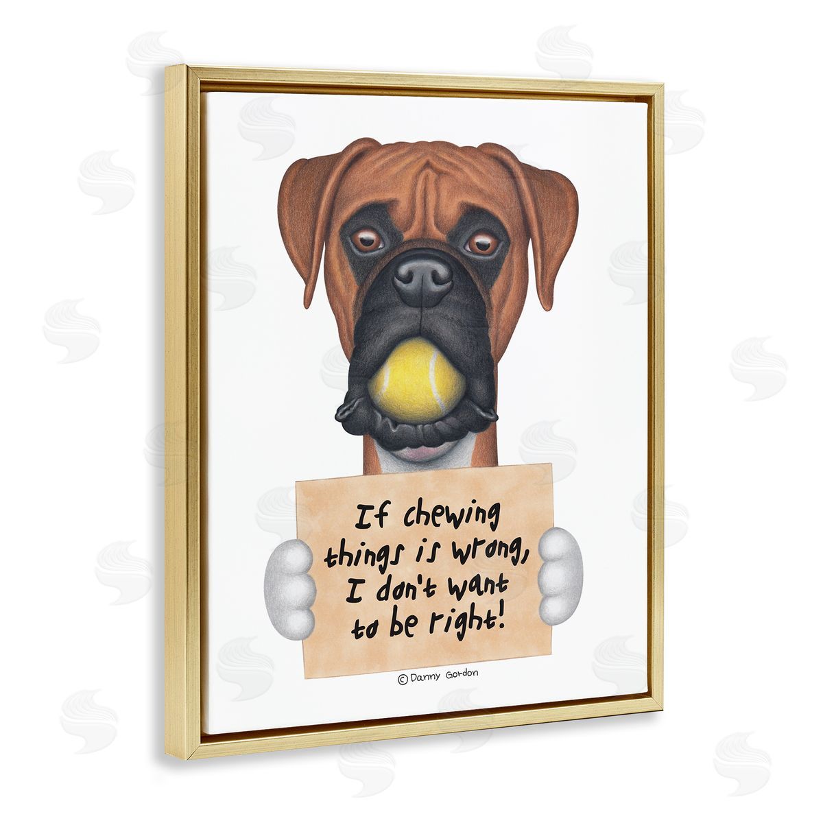 If Chewing is Wrong Pet Dog Gold Floating Frame Canvas Wall Art, Home Decor by Danny Gordan