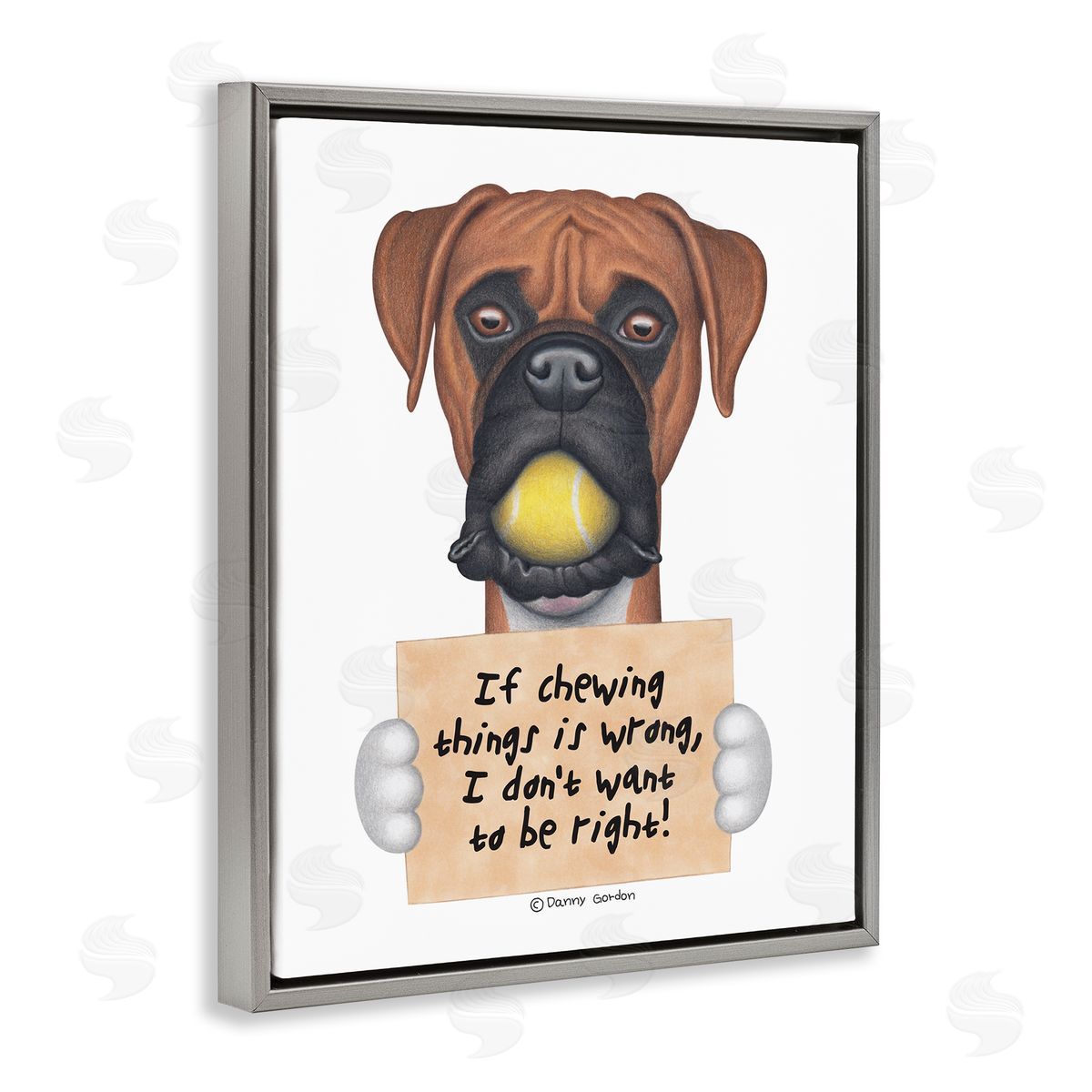 If Chewing is Wrong Pet Dog Grey Floating Frame Canvas Wall Art, Home Decor by Danny Gordan