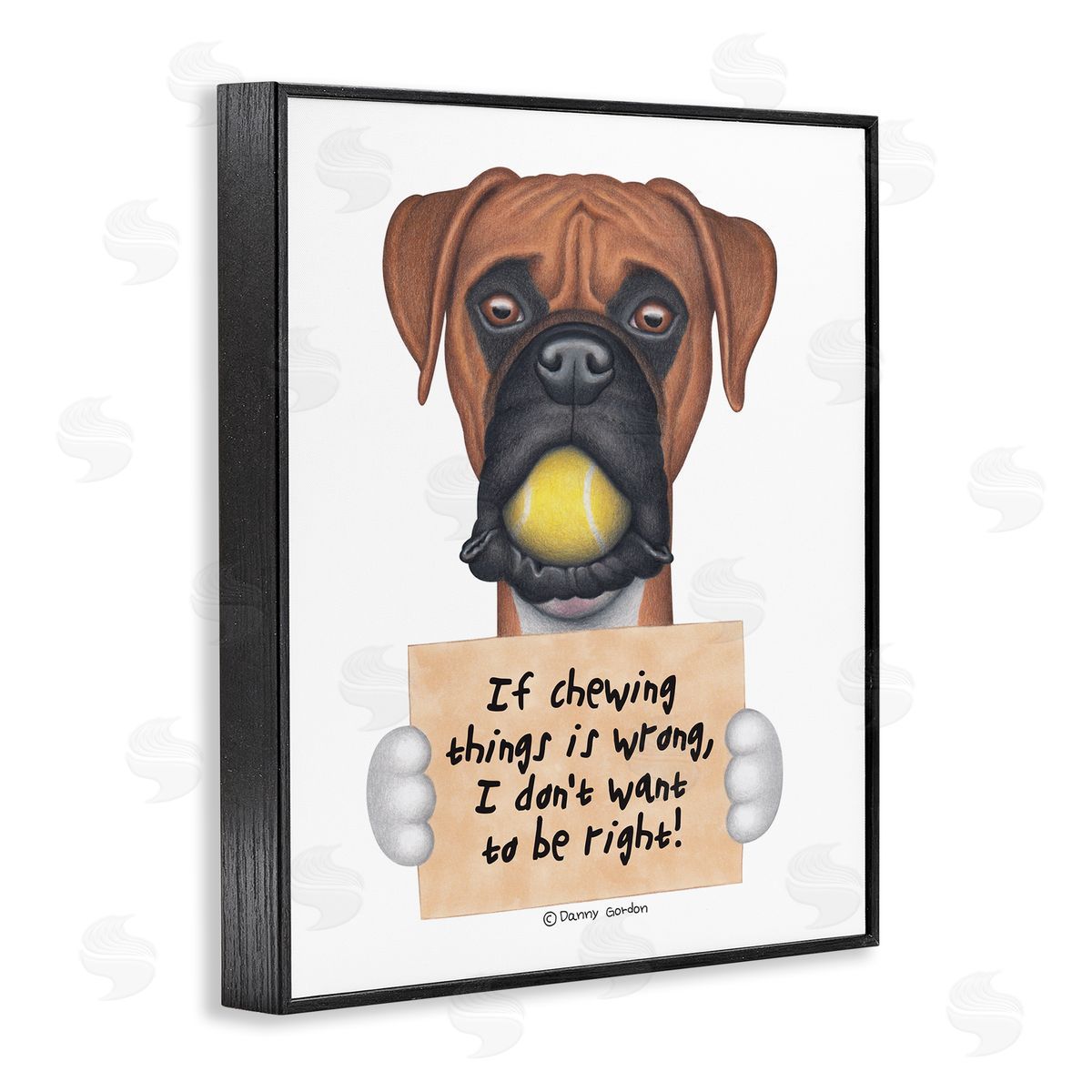 If Chewing is Wrong Pet Dog Black Frame Print Wall Art, Home Decor by Danny Gordan