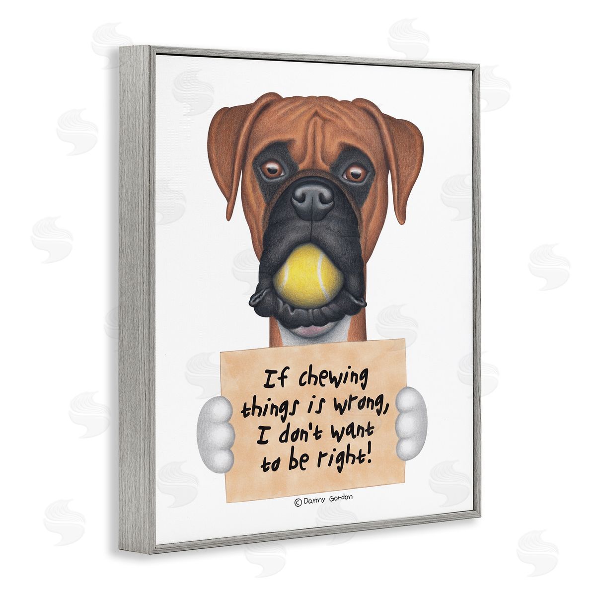 If Chewing is Wrong Pet Dog Grey Frame Print Wall Art, Home Decor by Danny Gordan