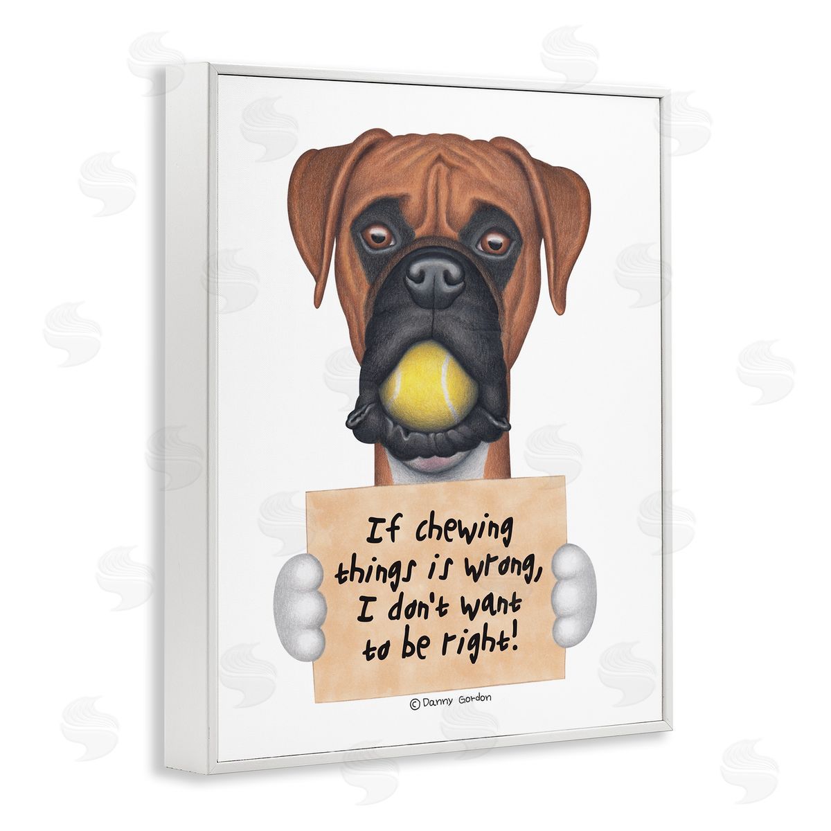 If Chewing is Wrong Pet Dog White Frame Print Wall Art, Home Decor by Danny Gordan