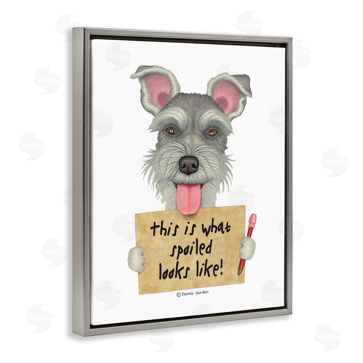 What Spoiled Looks Like Dog Grey Floating Frame Canvas Wall Art, Home Decor by Danny Gordan