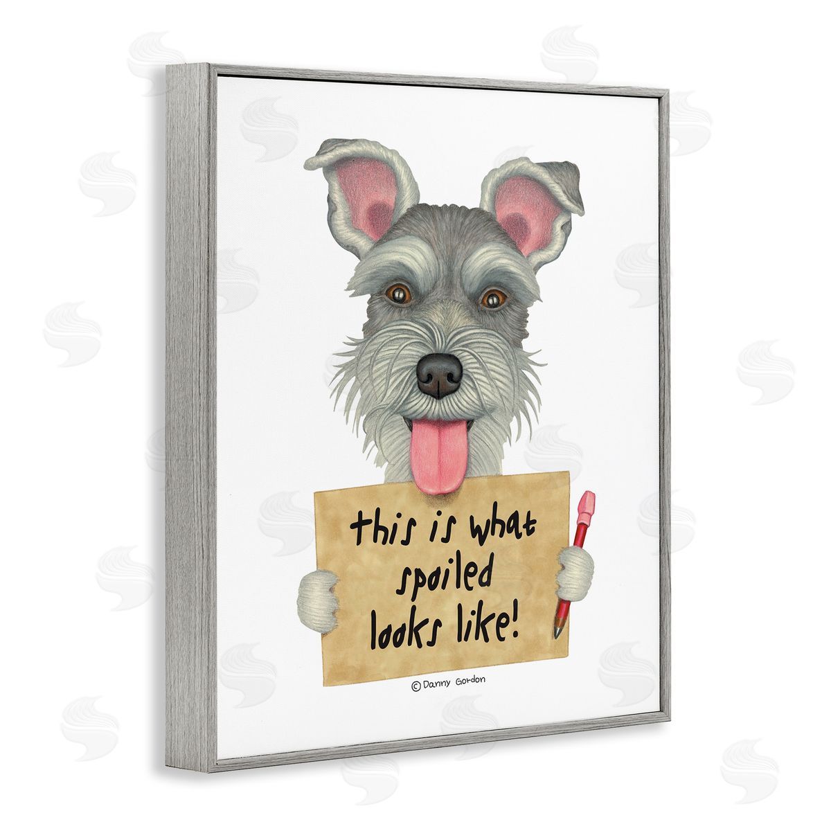 What Spoiled Looks Like Dog Grey Frame Print Wall Art, Home Decor by Danny Gordan