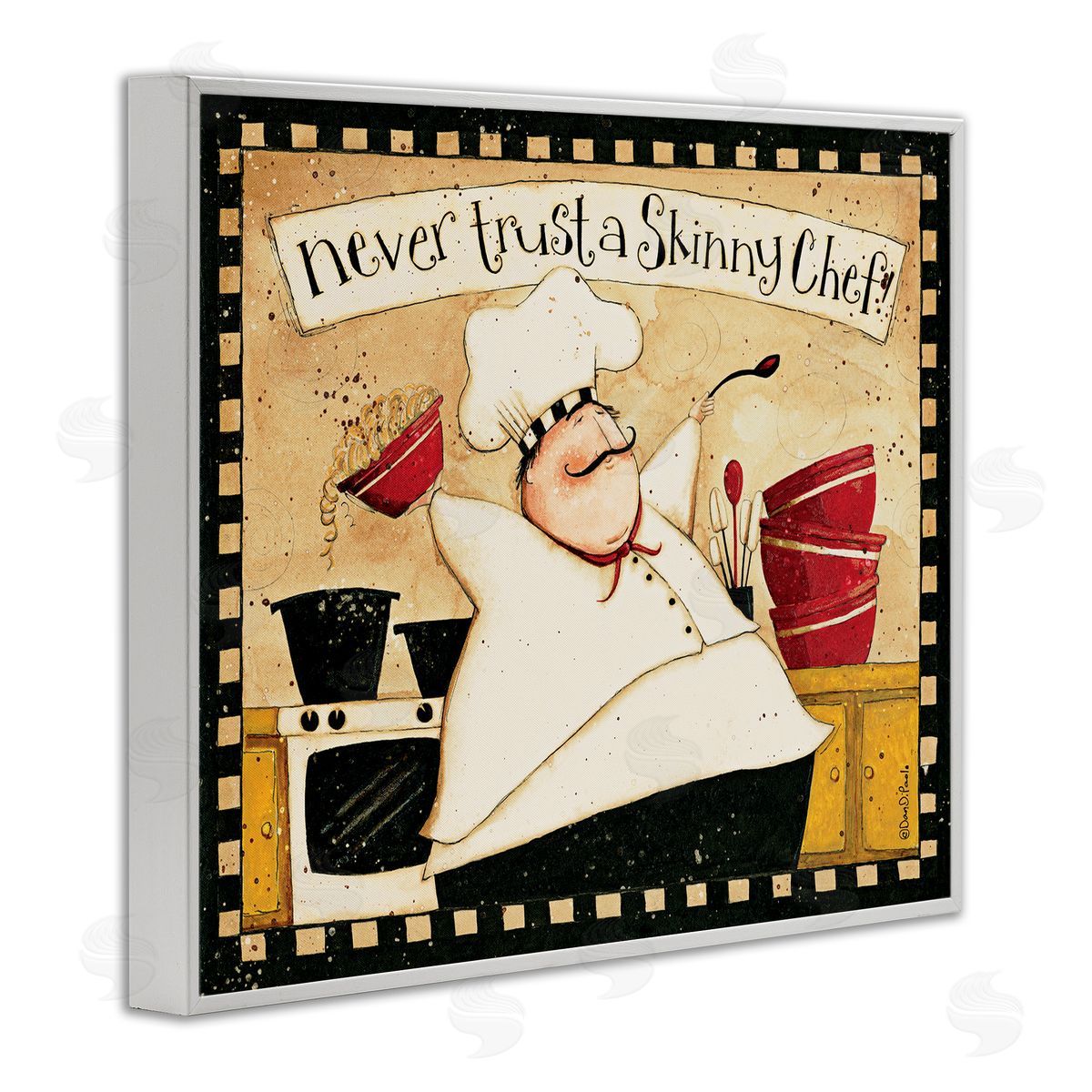 Never Trust a Skinny Chef White Frame Print Wall Art, Home Decor by Dan DiPaolo