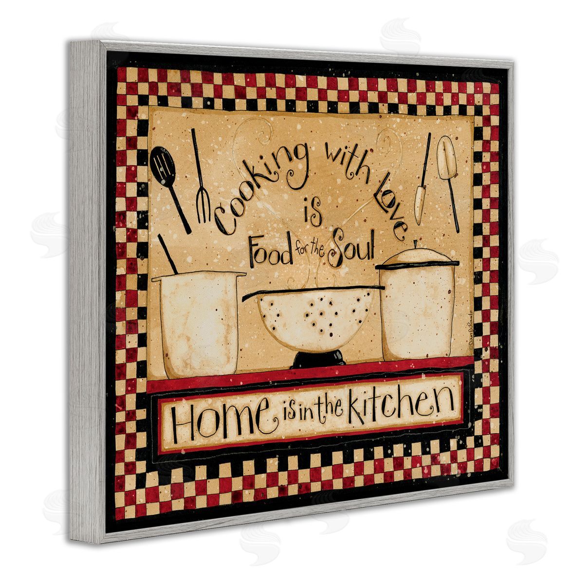 Cooking with Love Kitchen Grey Frame Print Wall Art, Home Decor by Dan DiPaolo