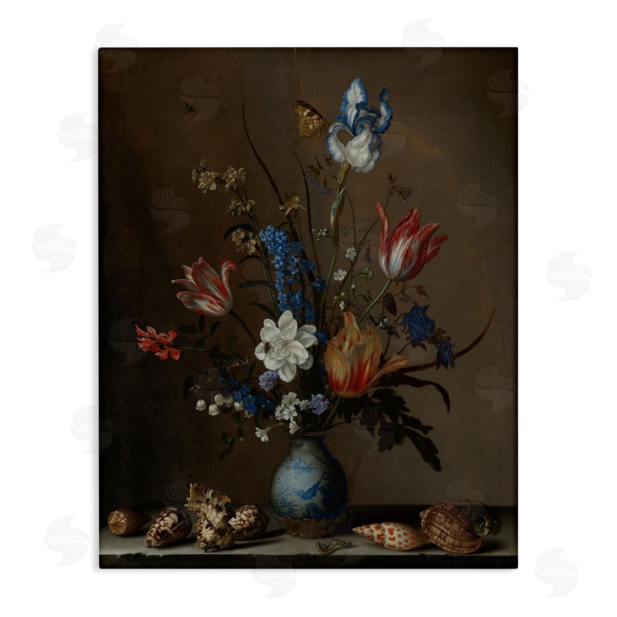 Flowers in a Wan-Li Vase Canvas Wall Art, Home Decor by Balthasar van der Ast