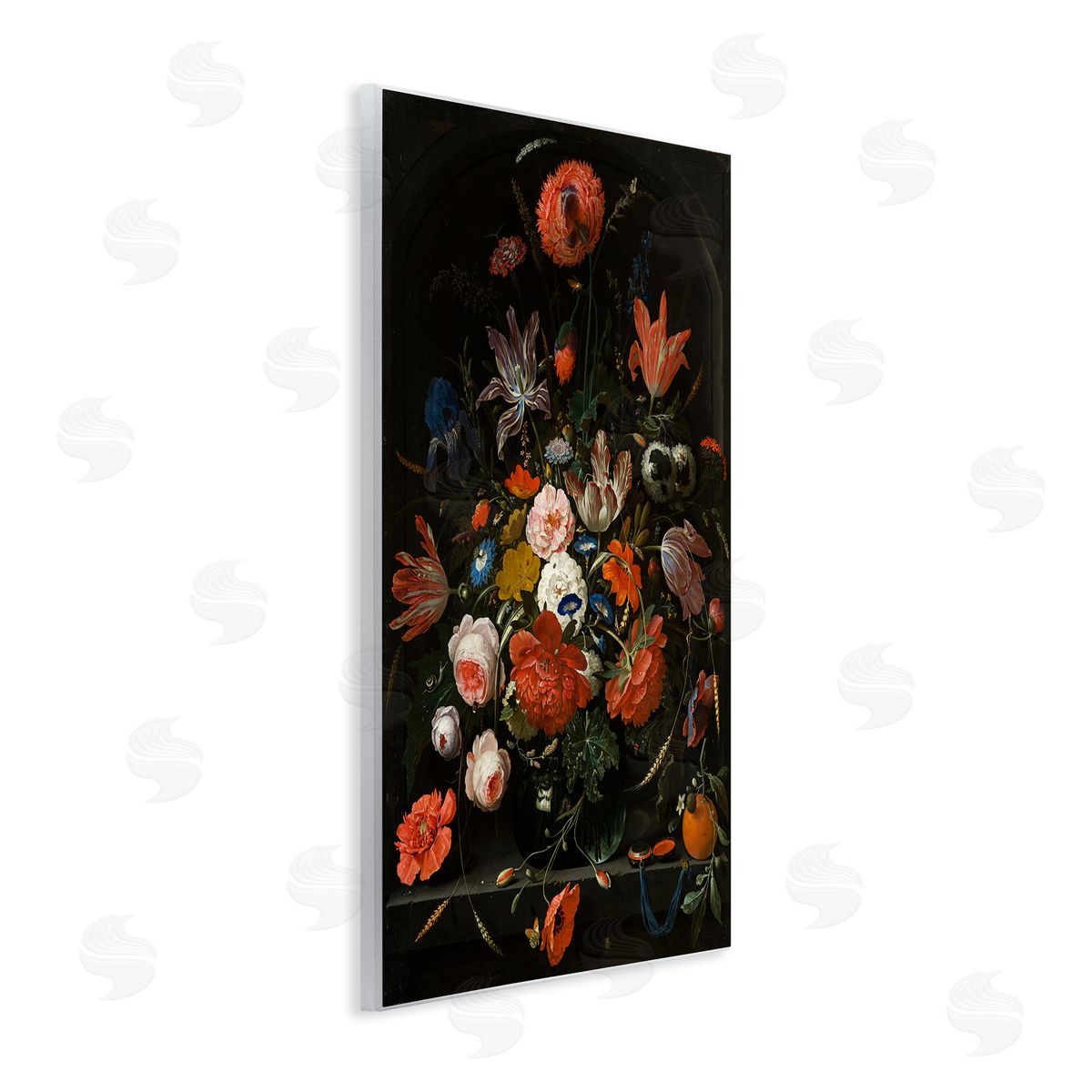 Flowers in a Glass Vase Wood Plaque Wall Art, Home Decor by Abraham Mignon