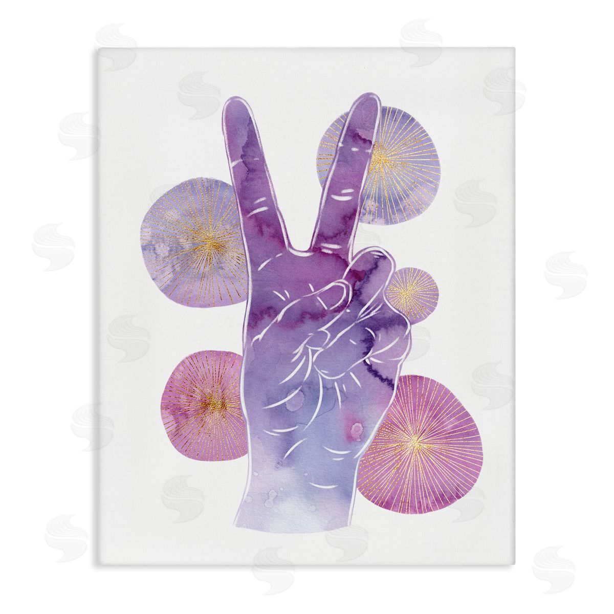 Purple Peace Hand Sign Canvas Wall Art, Home Decor by Ziwei Li