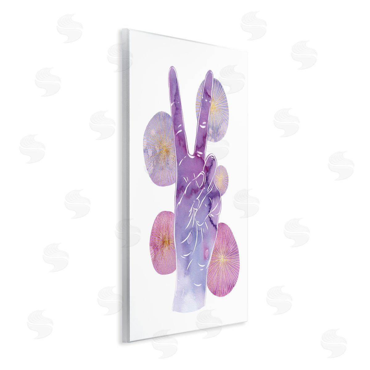 Purple Peace Hand Sign Wood Plaque Wall Art, Home Decor by Ziwei Li