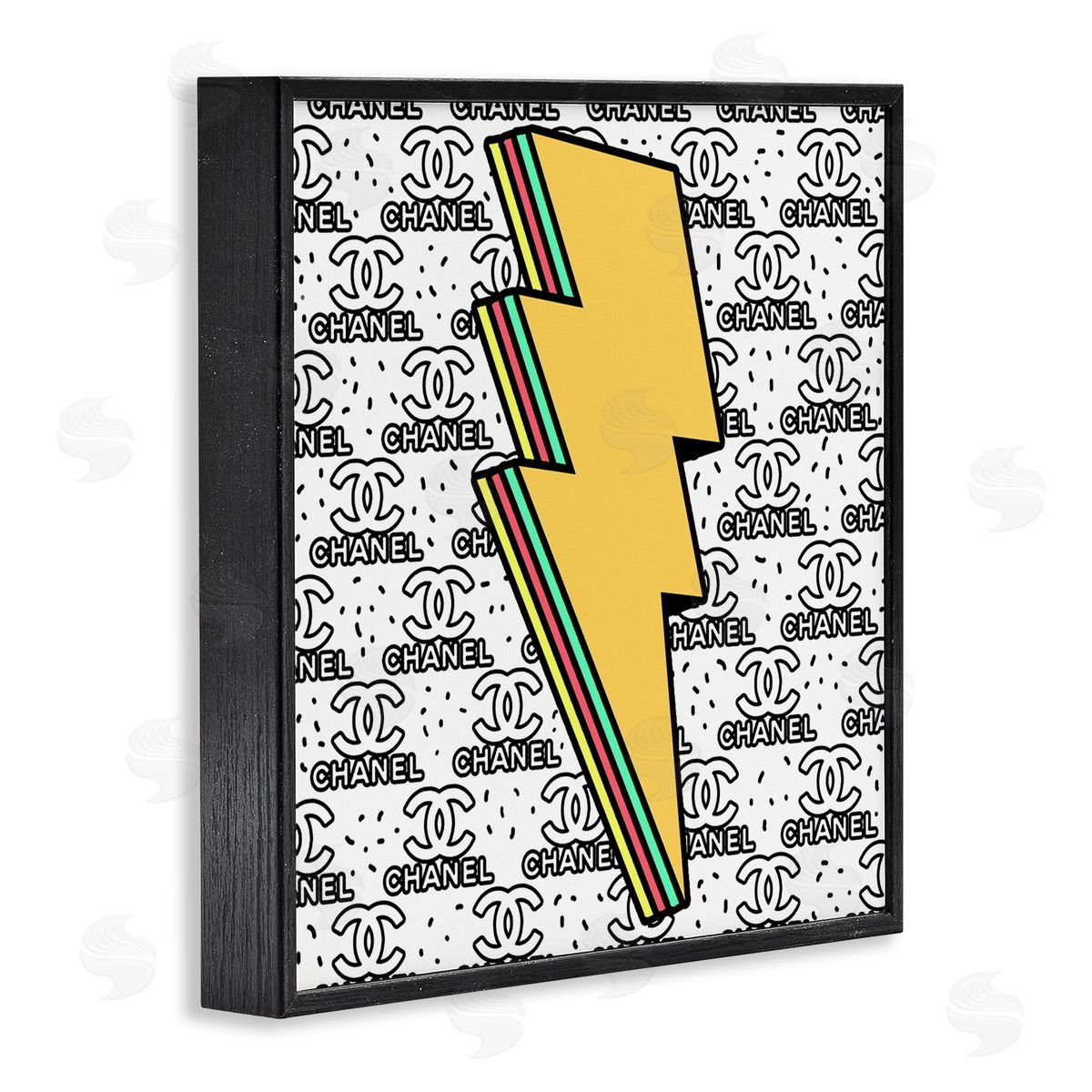 Lightning Bolt with Fashion Pattern Black Frame Print Wall Art, Home Decor by Ziwei Li
