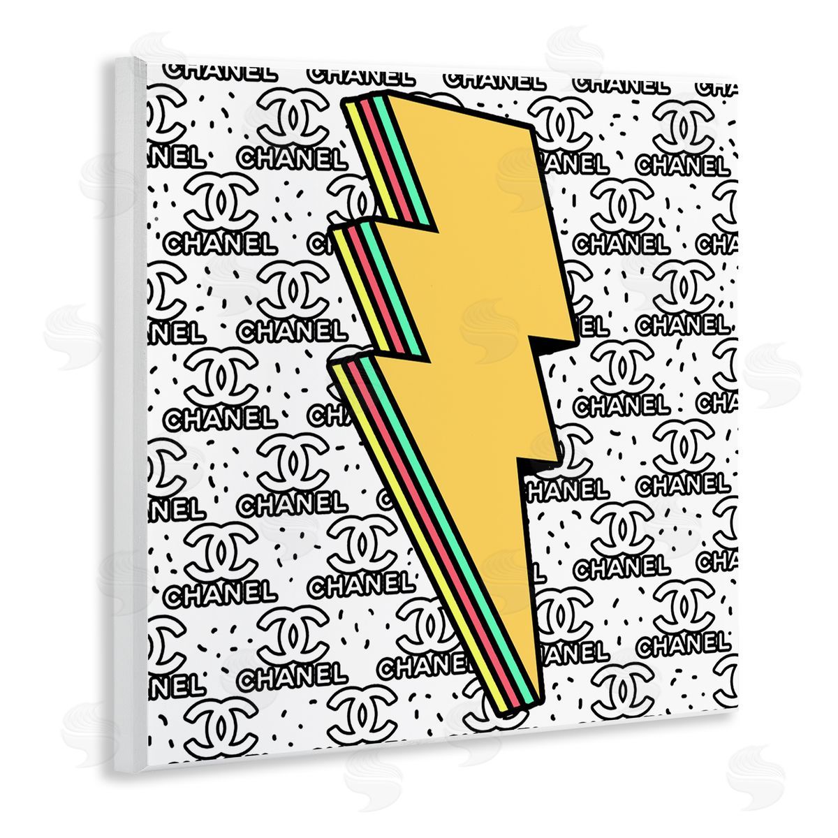 Lightning Bolt with Fashion Pattern Wood Plaque Wall Art, Home Decor by Ziwei Li