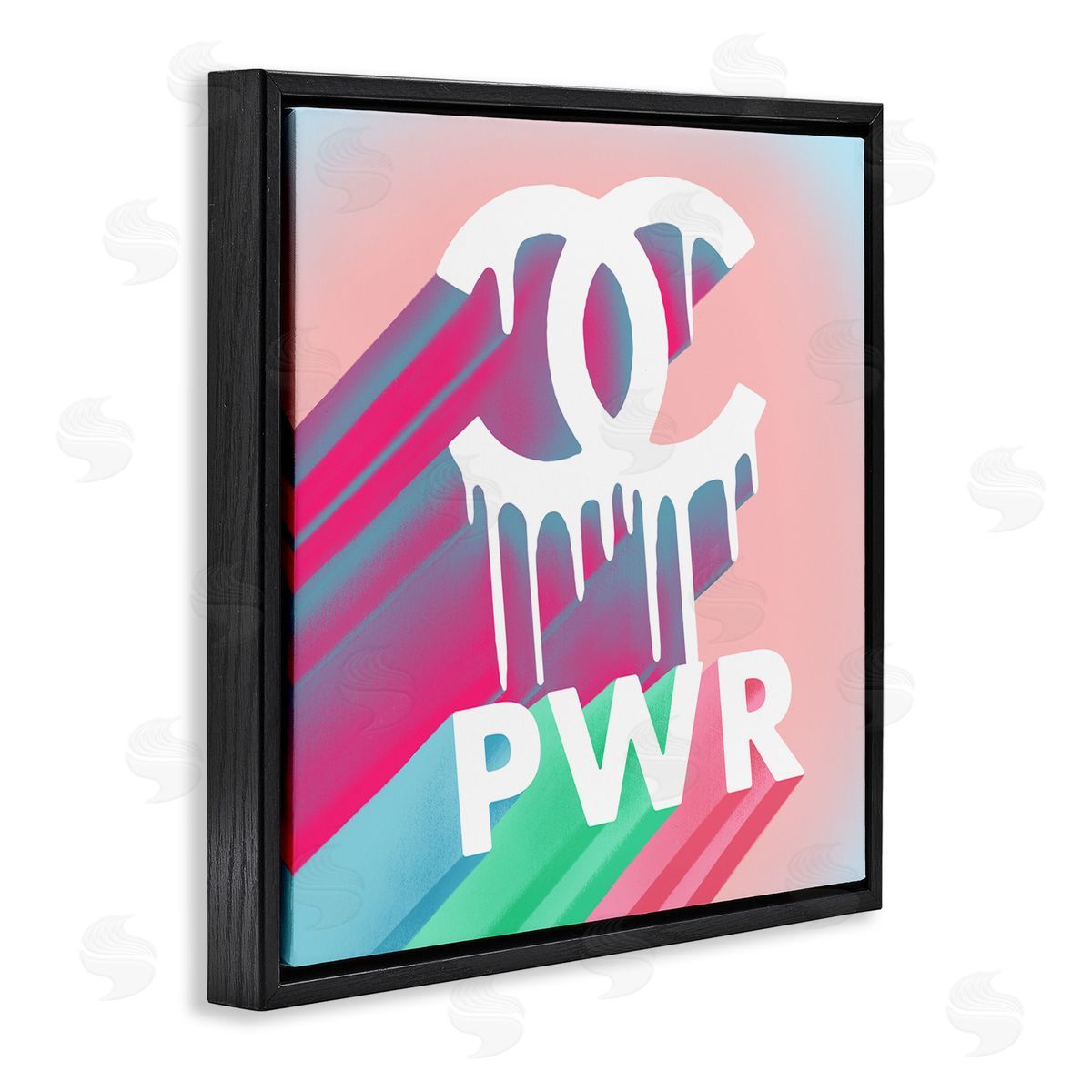 Paint Drip Fashion PWR Black Floating Frame Canvas Wall Art, Home Decor by Ziwei Li