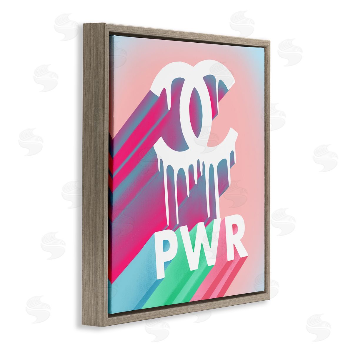 Paint Drip Fashion PWR Brown Floating Frame Canvas Wall Art, Home Decor by Ziwei Li